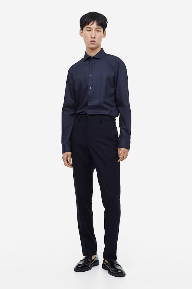 Skjorte i premium cotton Slim Fit - Mørkeblå/Lyseblå/Hvid - 4