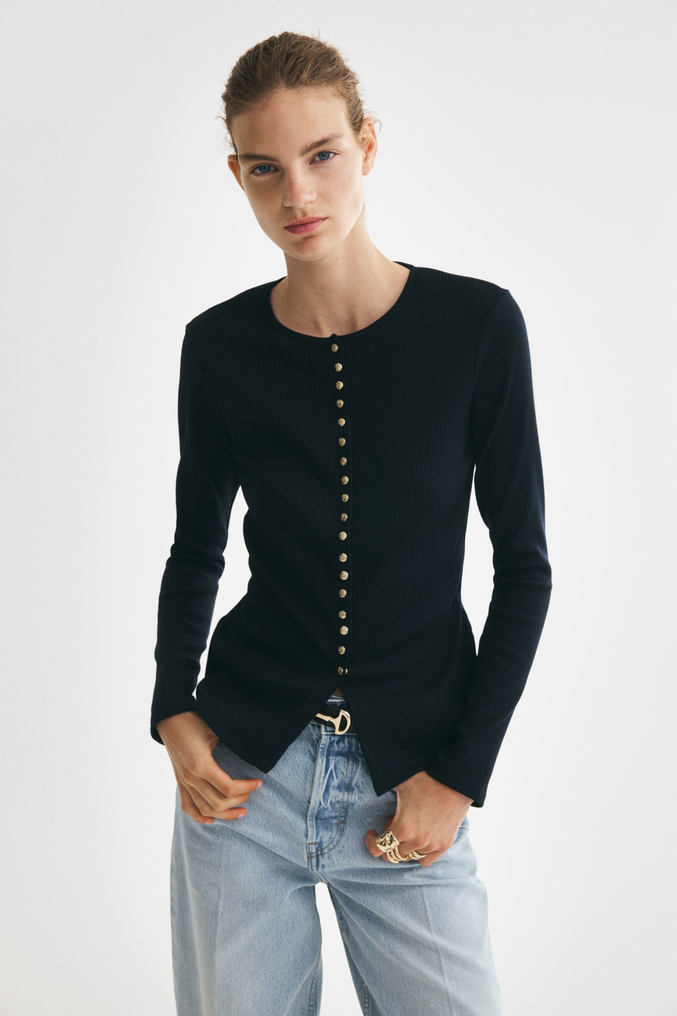View larger image: Rib-Knit Cardigan - Navy blue - Ladies | H&M US 1