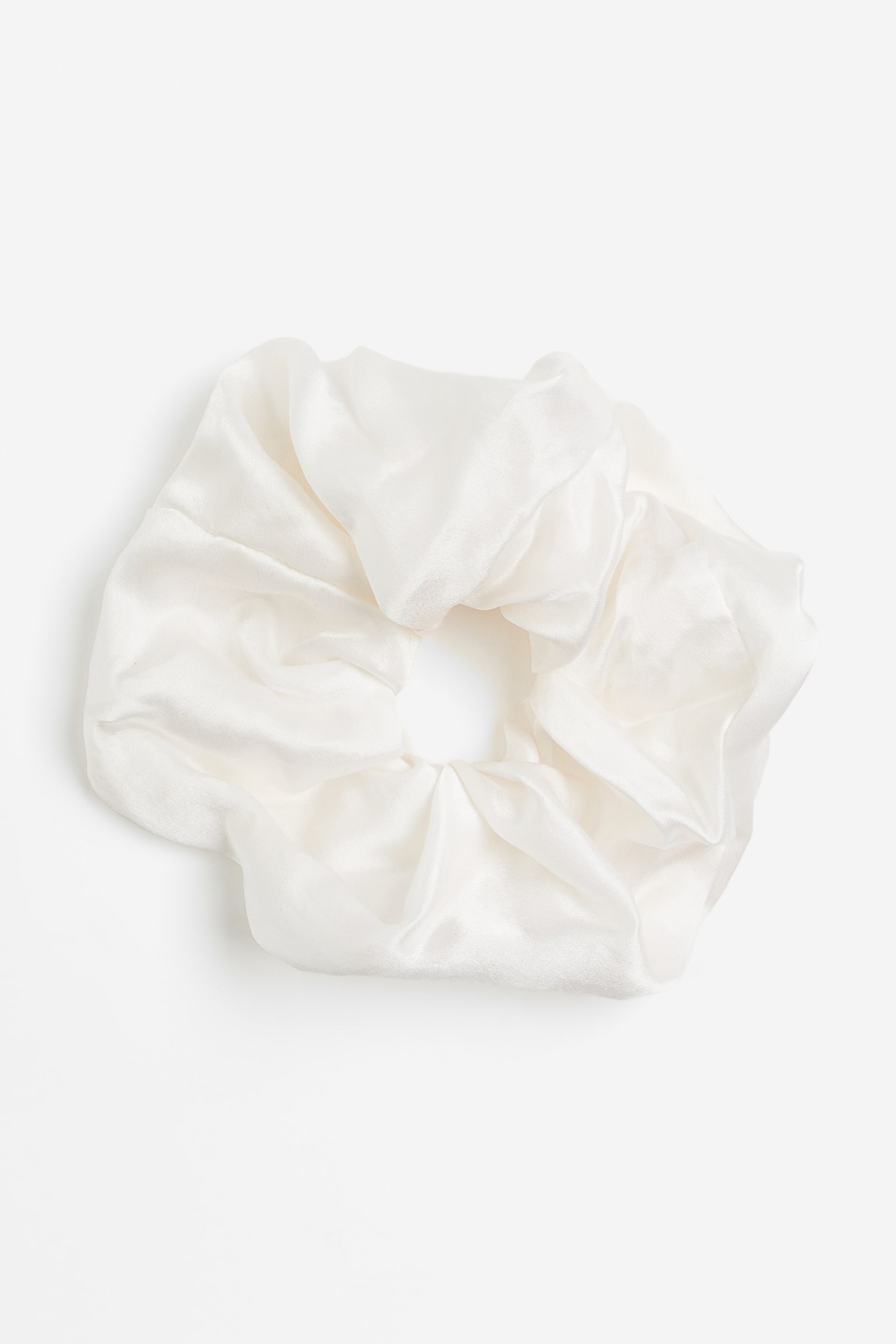 Large Silk Scrunchie - White - 1