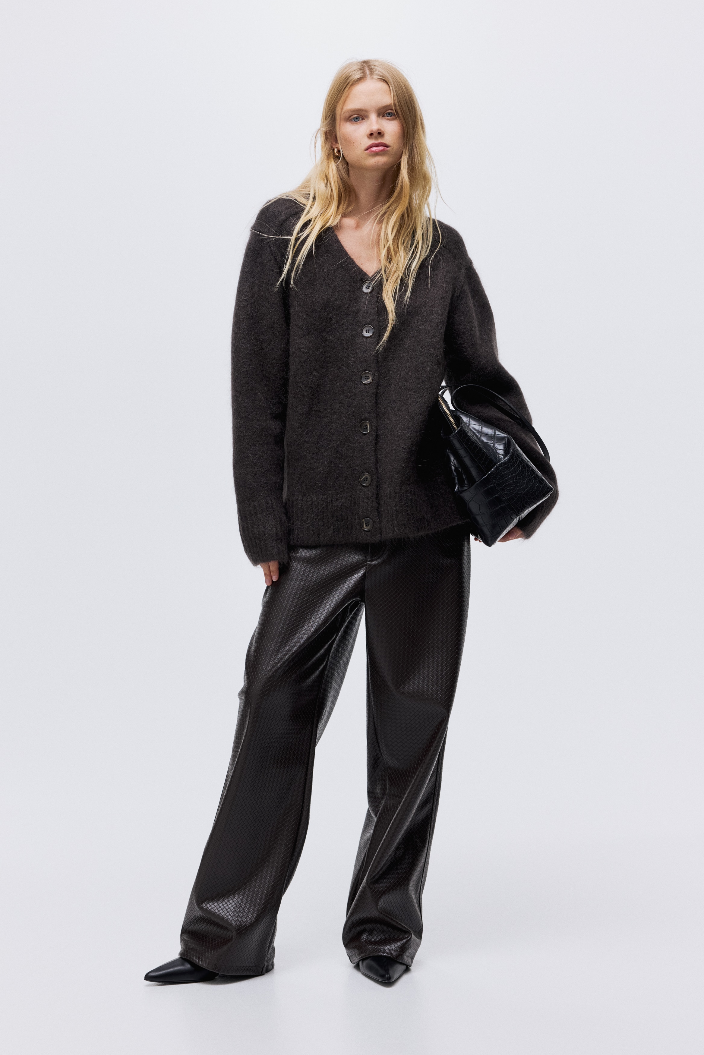 H & M - モヘアブレンドカーディガン - ブラウン H & M - モヘアブレンドカーディガン - ブラウン