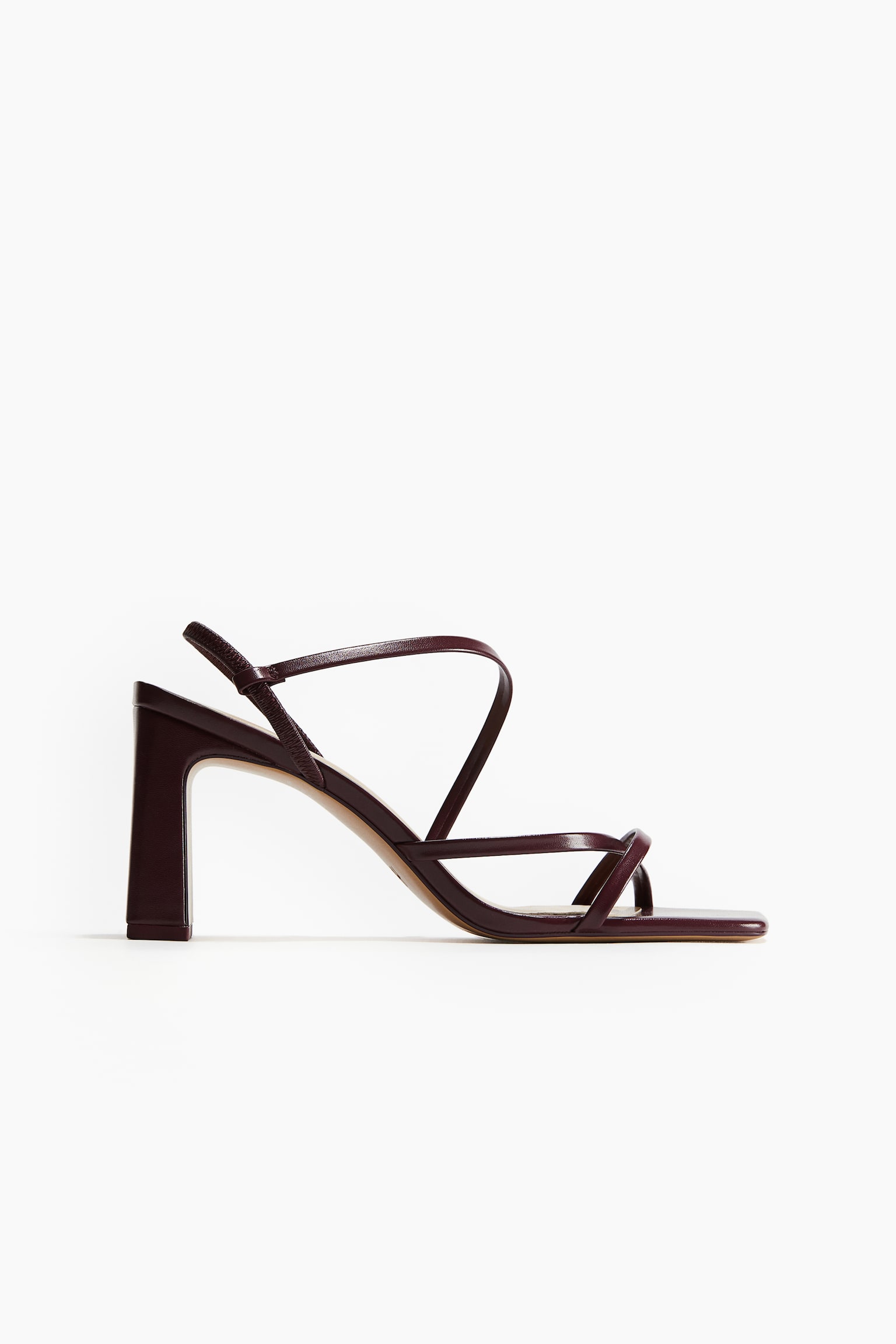 Block-heeled sandals - Burgundy/Beige - 1