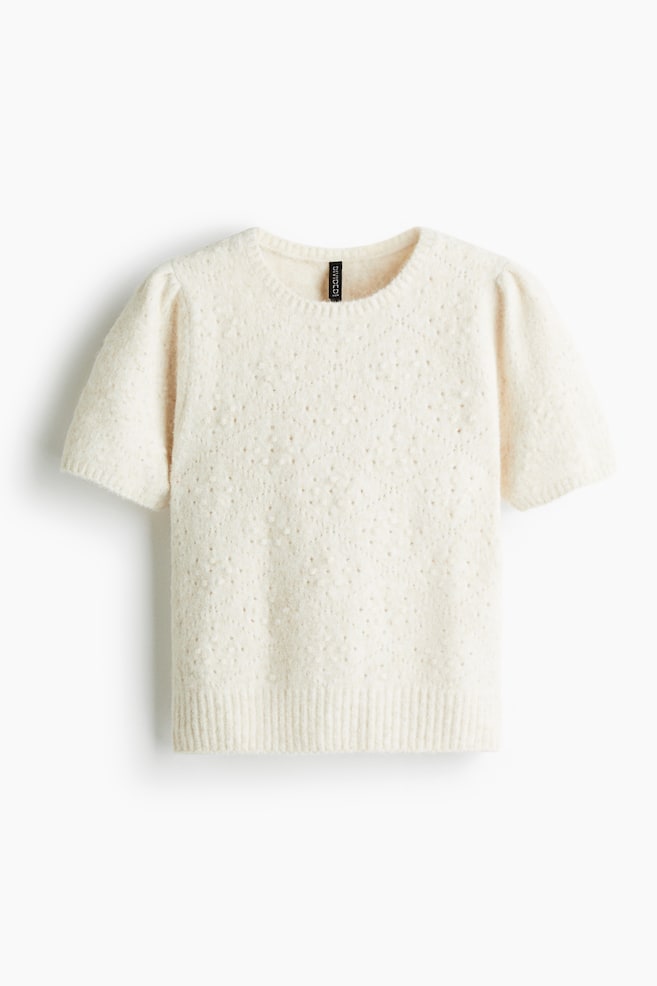 Shirt aus Pointellestrick - Hellbeige - 1