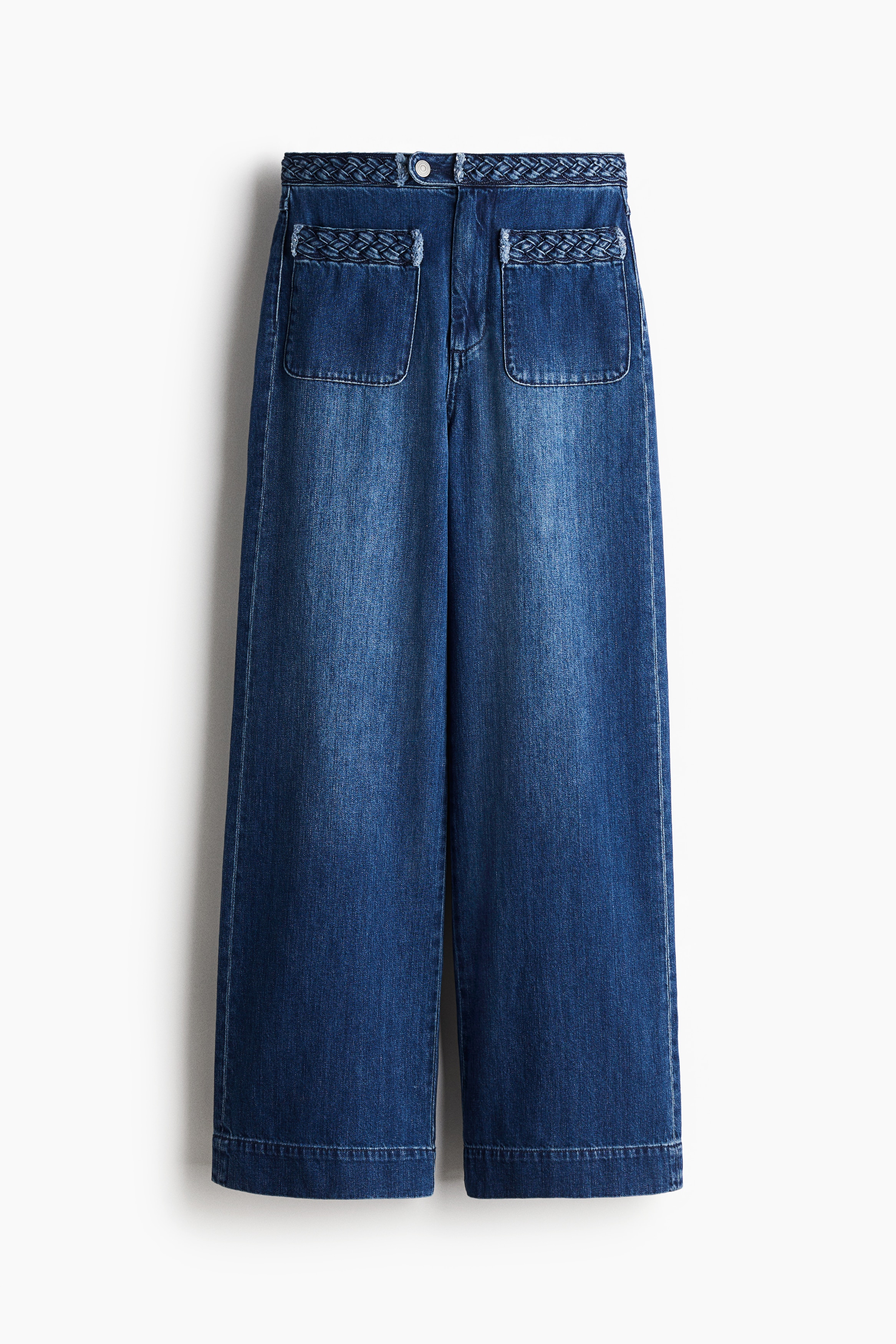 編み込みトリムデニム - ダークデニムブルー - レディース | H&M JP