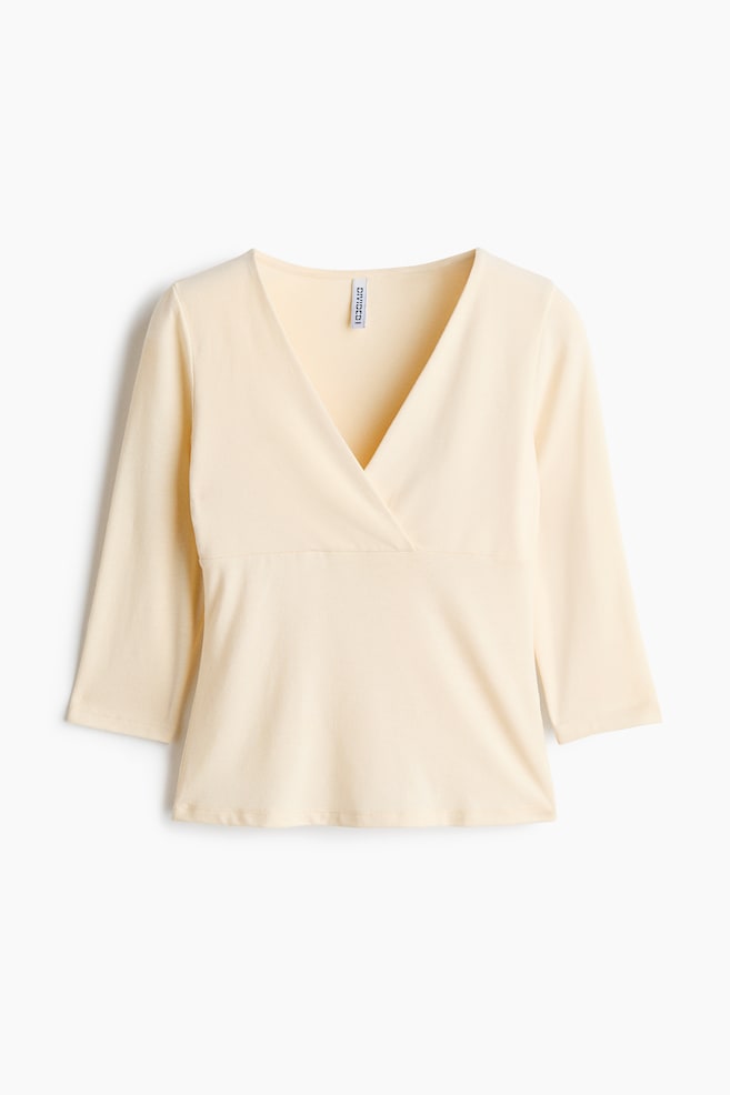 V-Neck Jersey Top - Light yellow/Turquoise/Black - 1