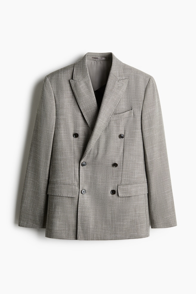 Regular Fit Double-Breasted Jacket - Dark beige melange/Light beige - 1