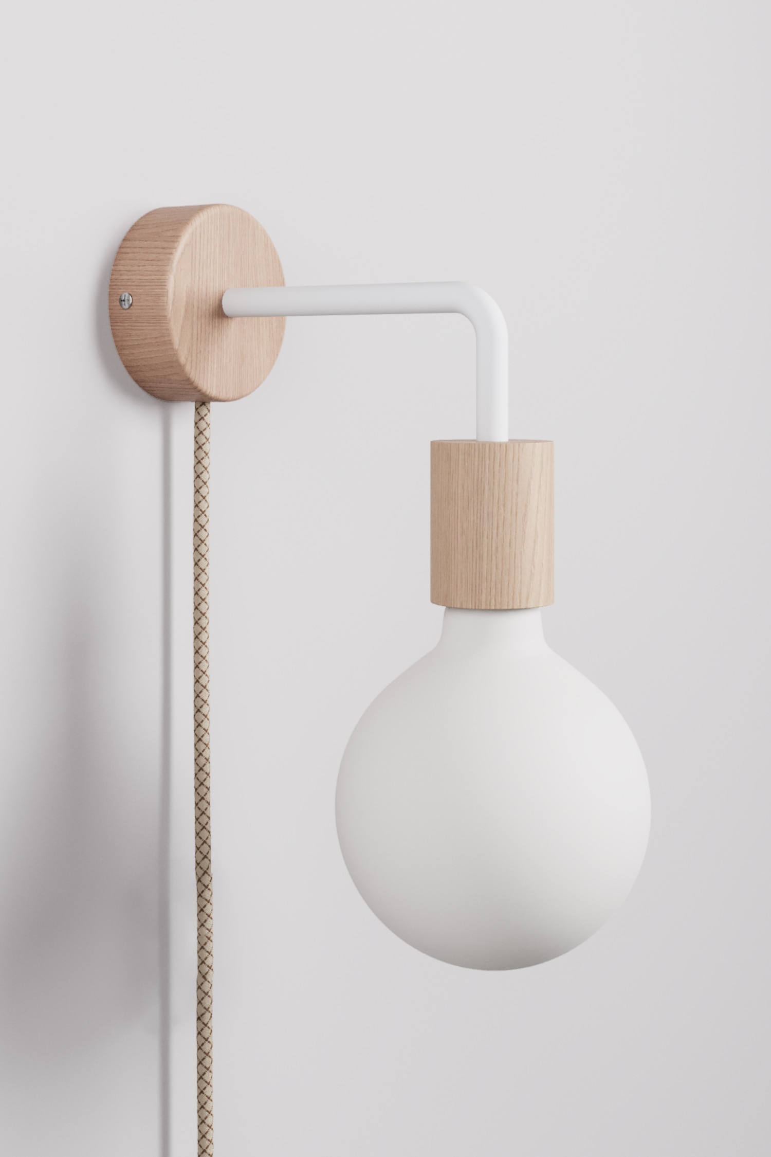 Creative-Cables - Lampe Murale Spostaluce Avec Ampoule - Bois Naturel/blanc