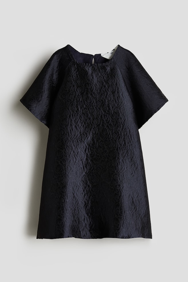 Kleid aus Jacquardstoff - Marineblau/Cremefarben - 1