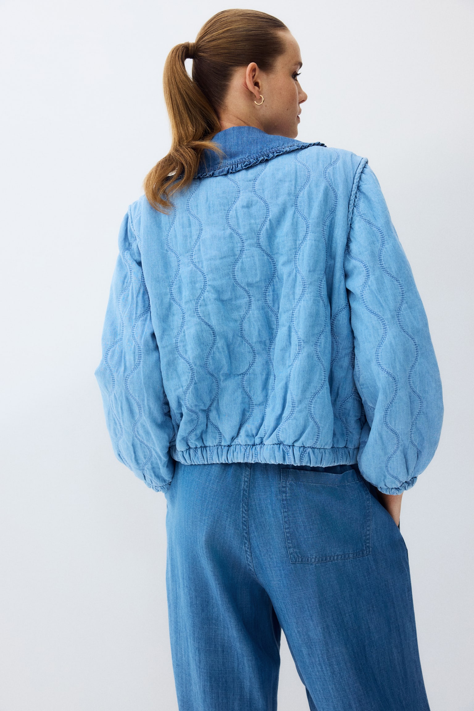 Teksas pantalone s učkurom - Teksas plava - 4