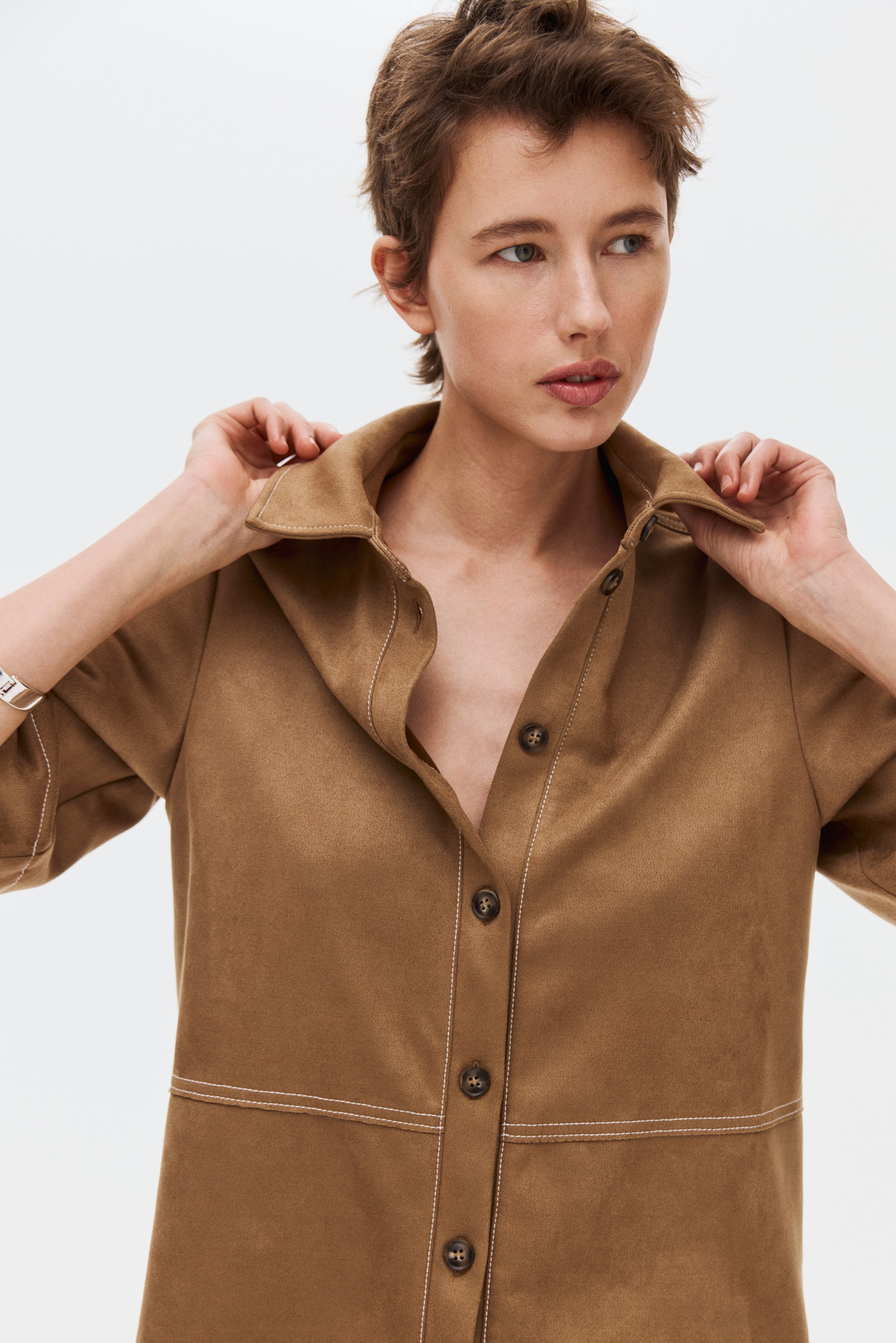 Visualizza immagine più grande: Camicia a maniche corte - Beige scuro - DONNA | H&M IT 1