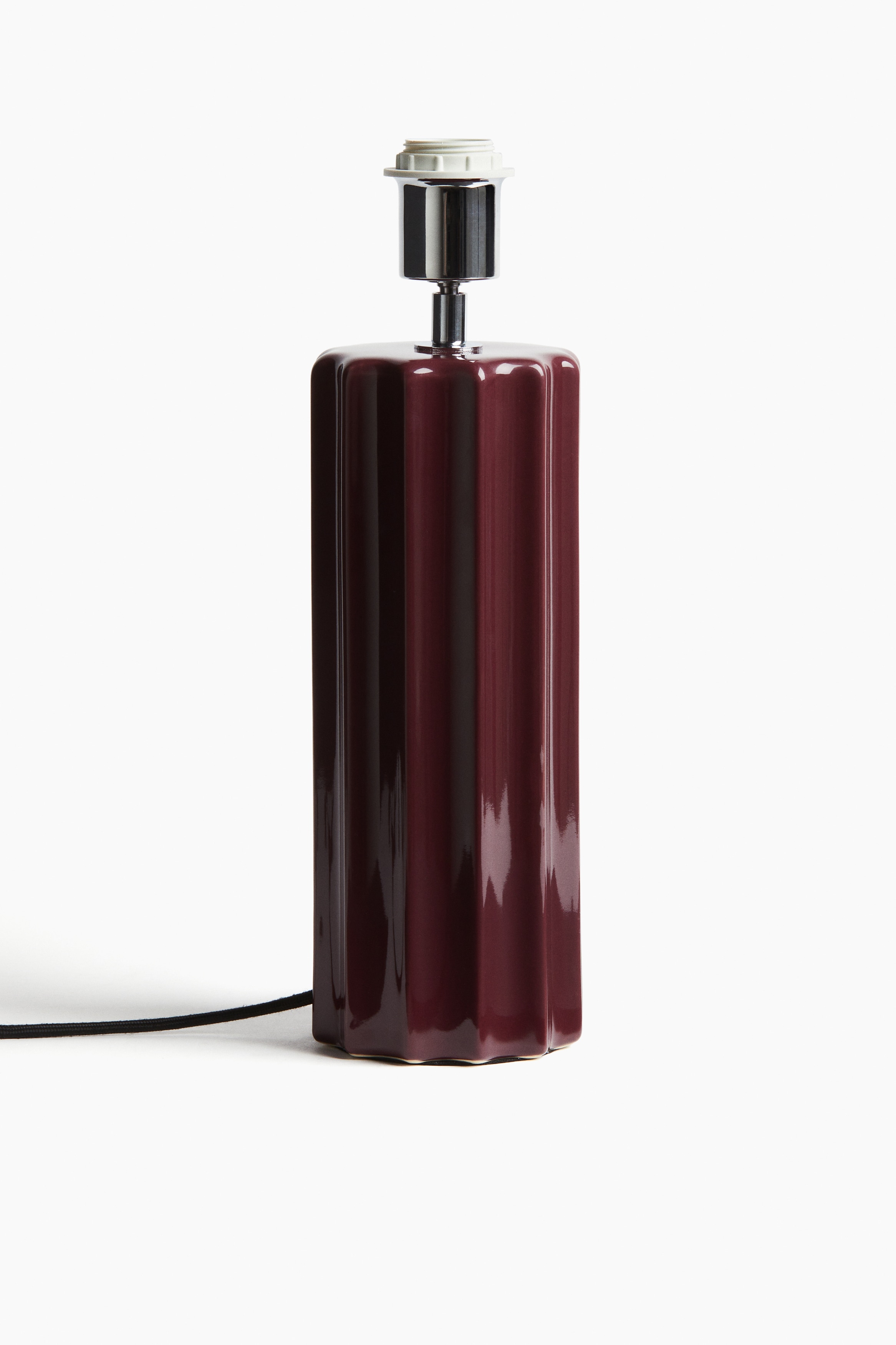 H&M Home  - Lampfot i räfflat stengods - Vinröd