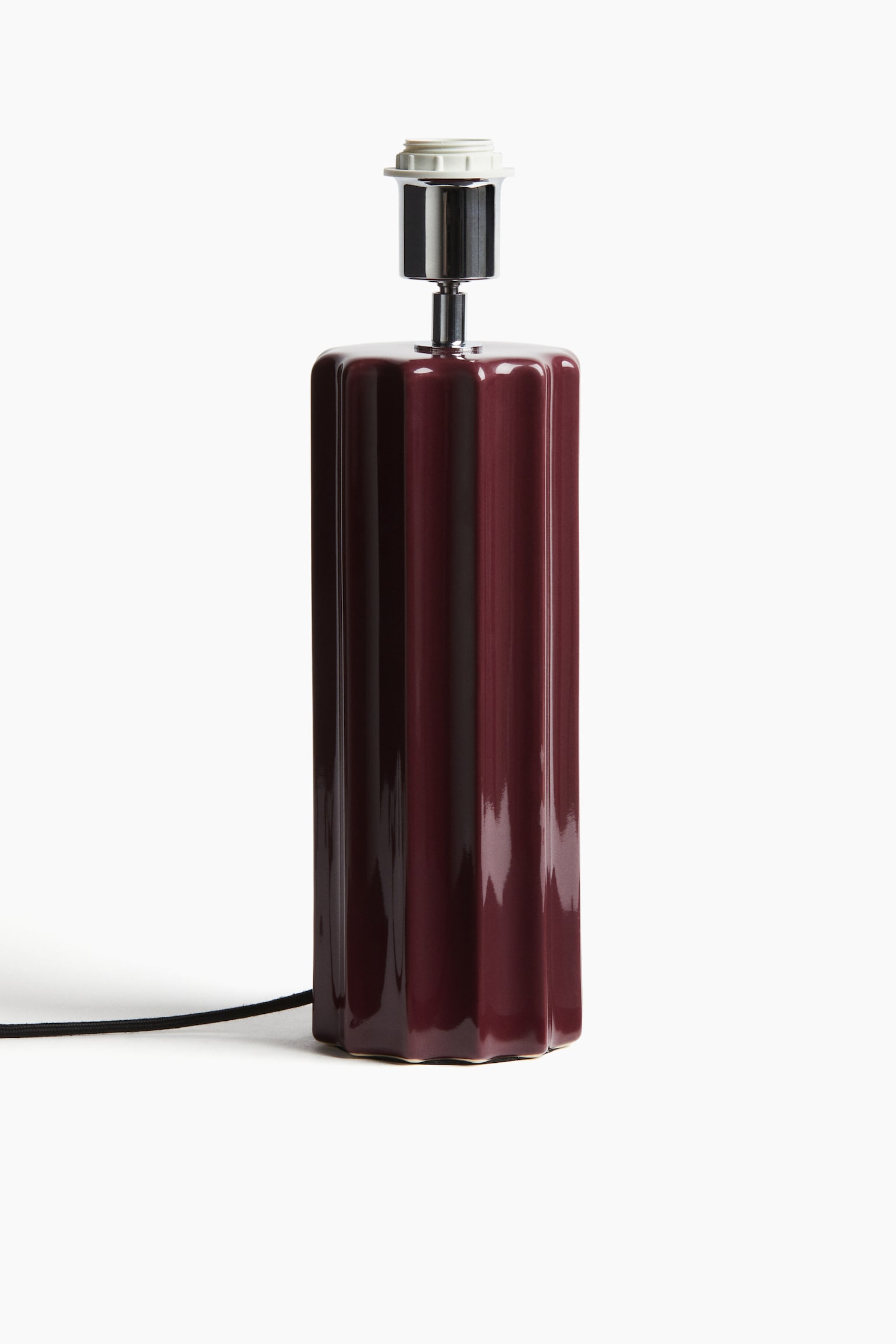 Κεραμική βάση φωτιστικού με ραβδώσεις - Μπορντό/Μουντό καφέ/Λευκό - 1