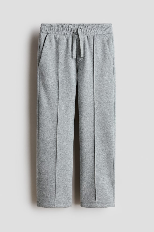 Pantalon de jogging droit en molleton - Gris chiné - 1