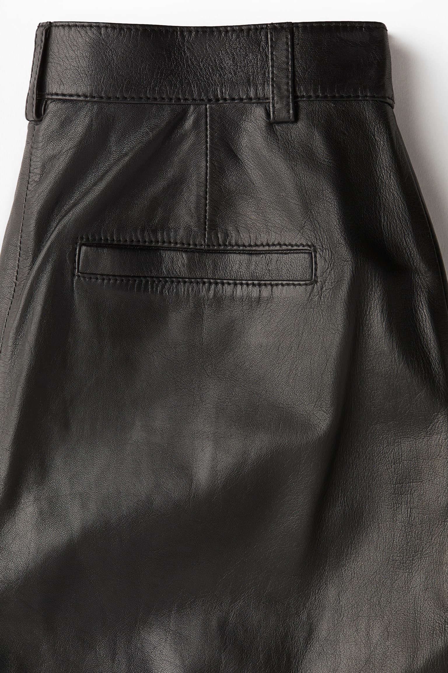 Straight leather trousers - Black/Dark khaki green - 4