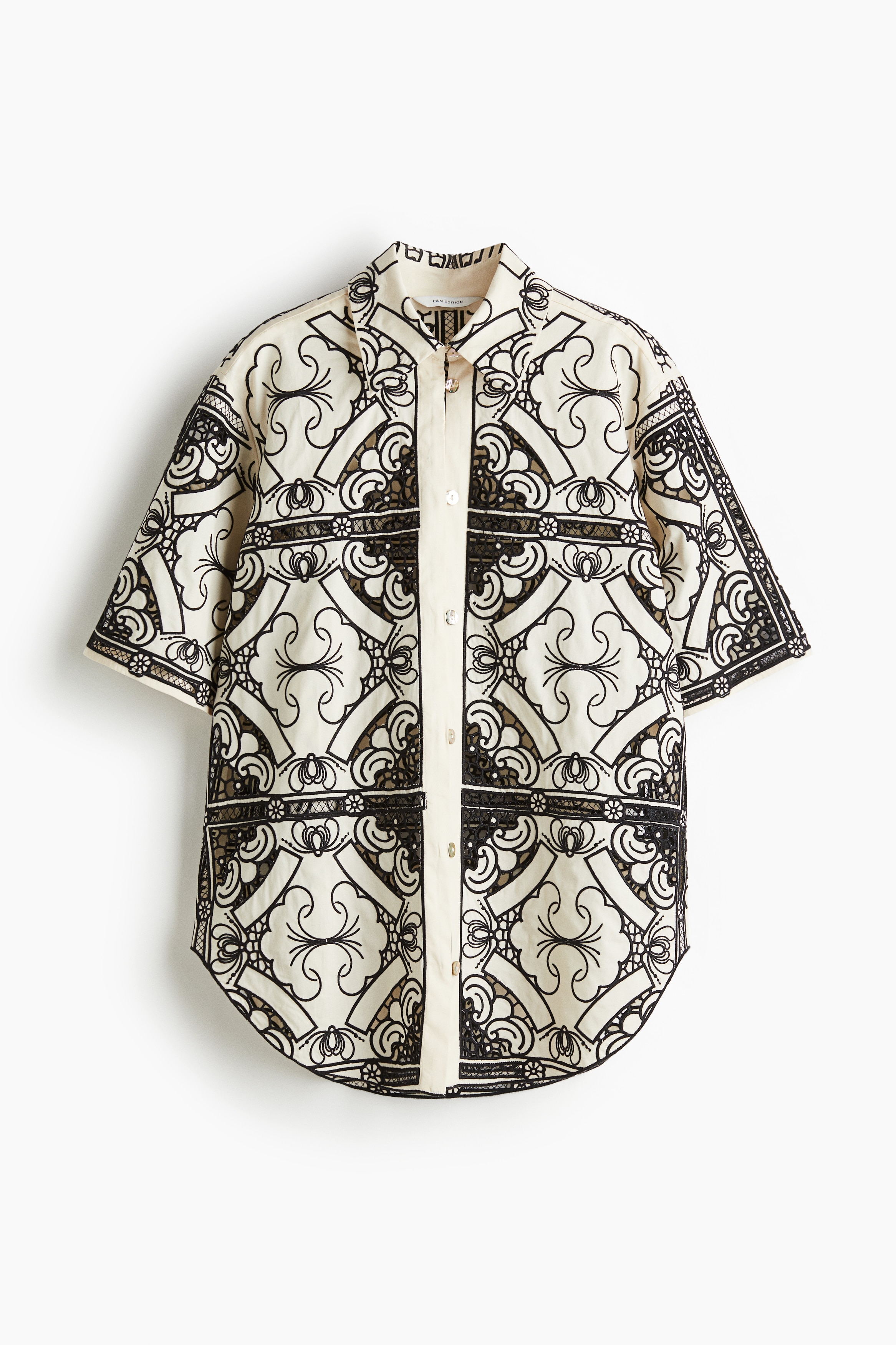 Embroidered Shirt - Cream/Black