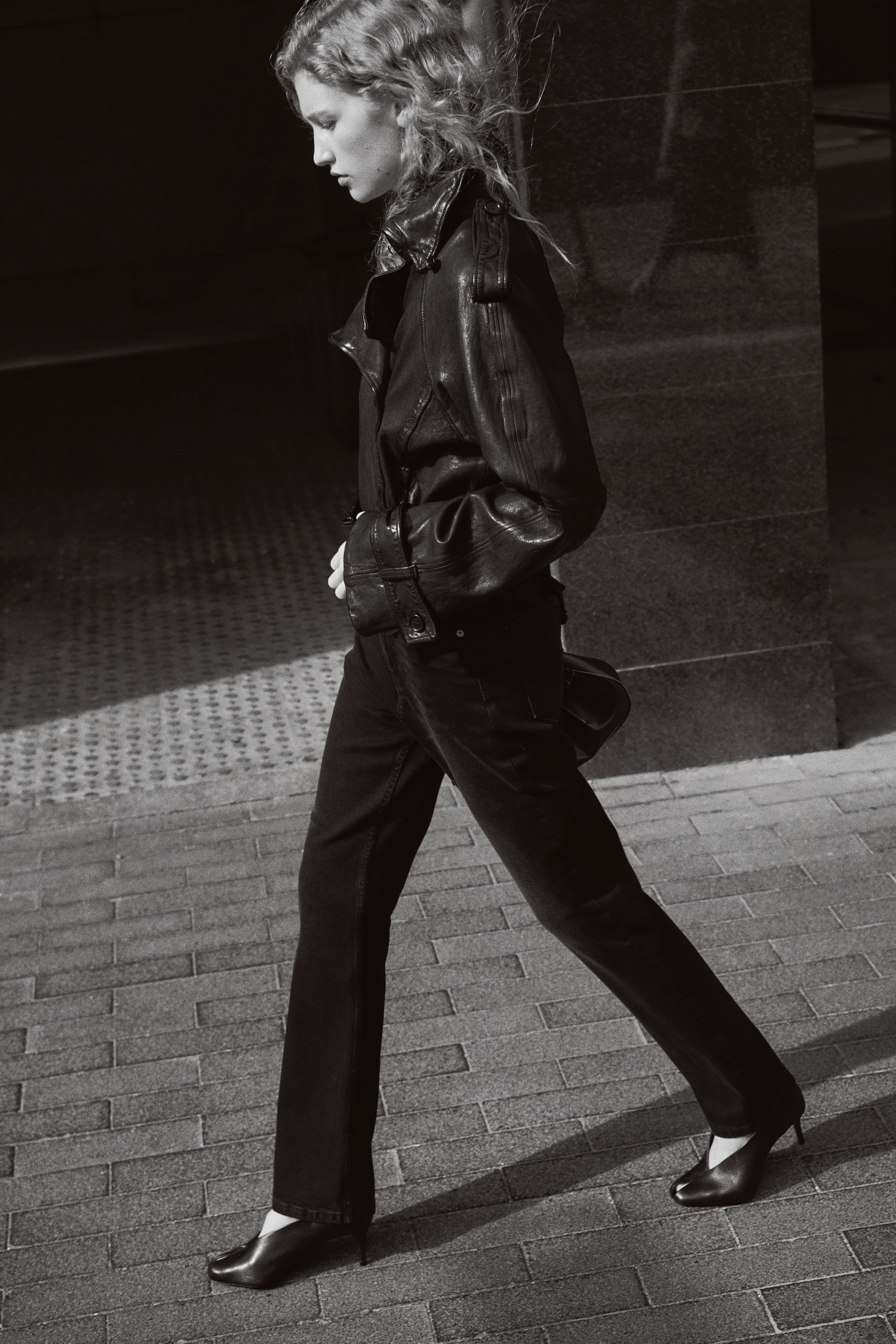 貼身直筒高腰牛仔褲 - 黑色/丹寧藍