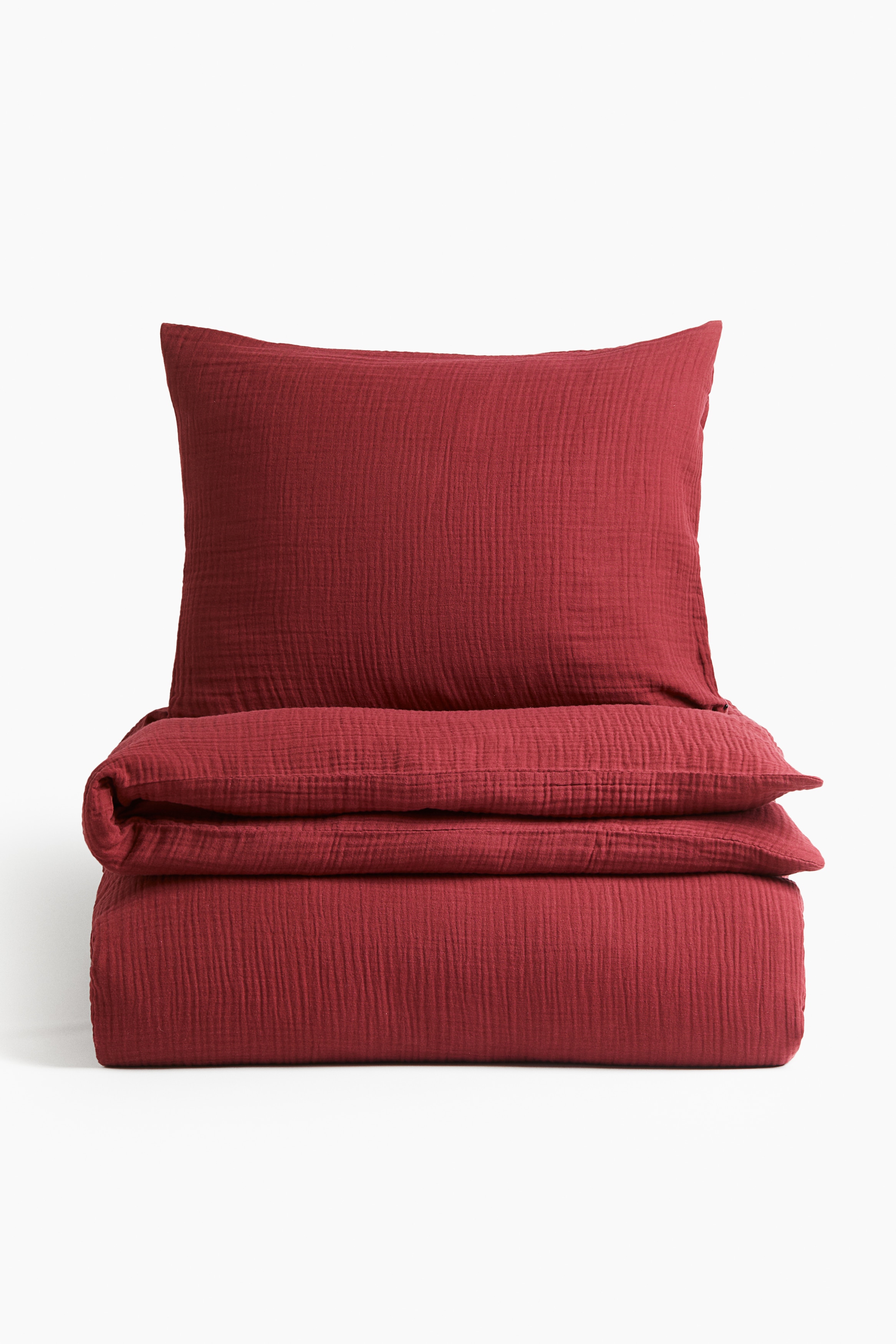 モスリン掛け布団カバーセット シングル - レッド - Home All | H&M JP