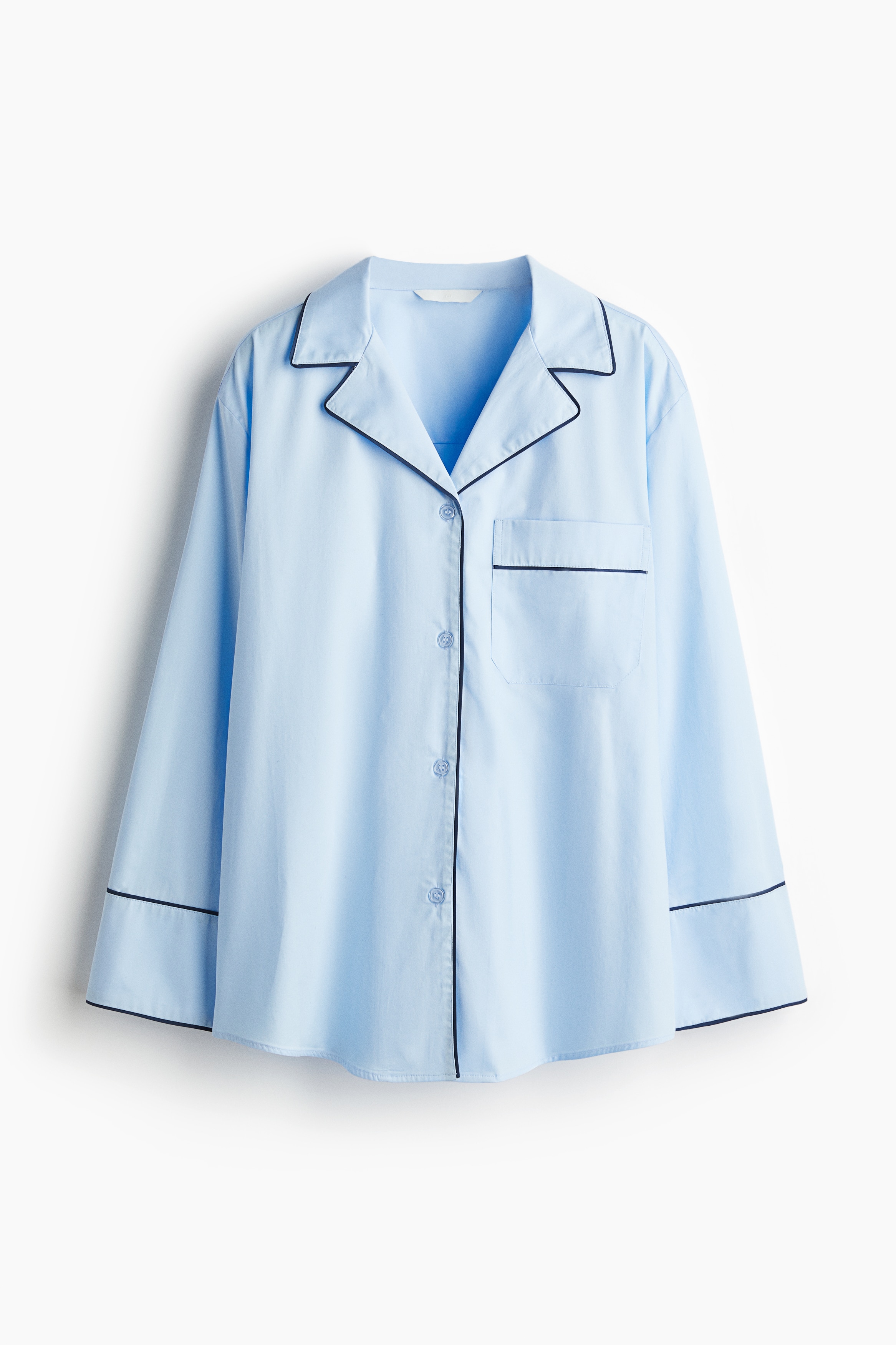 Cotton Resort Shirt - Light blue/Brown