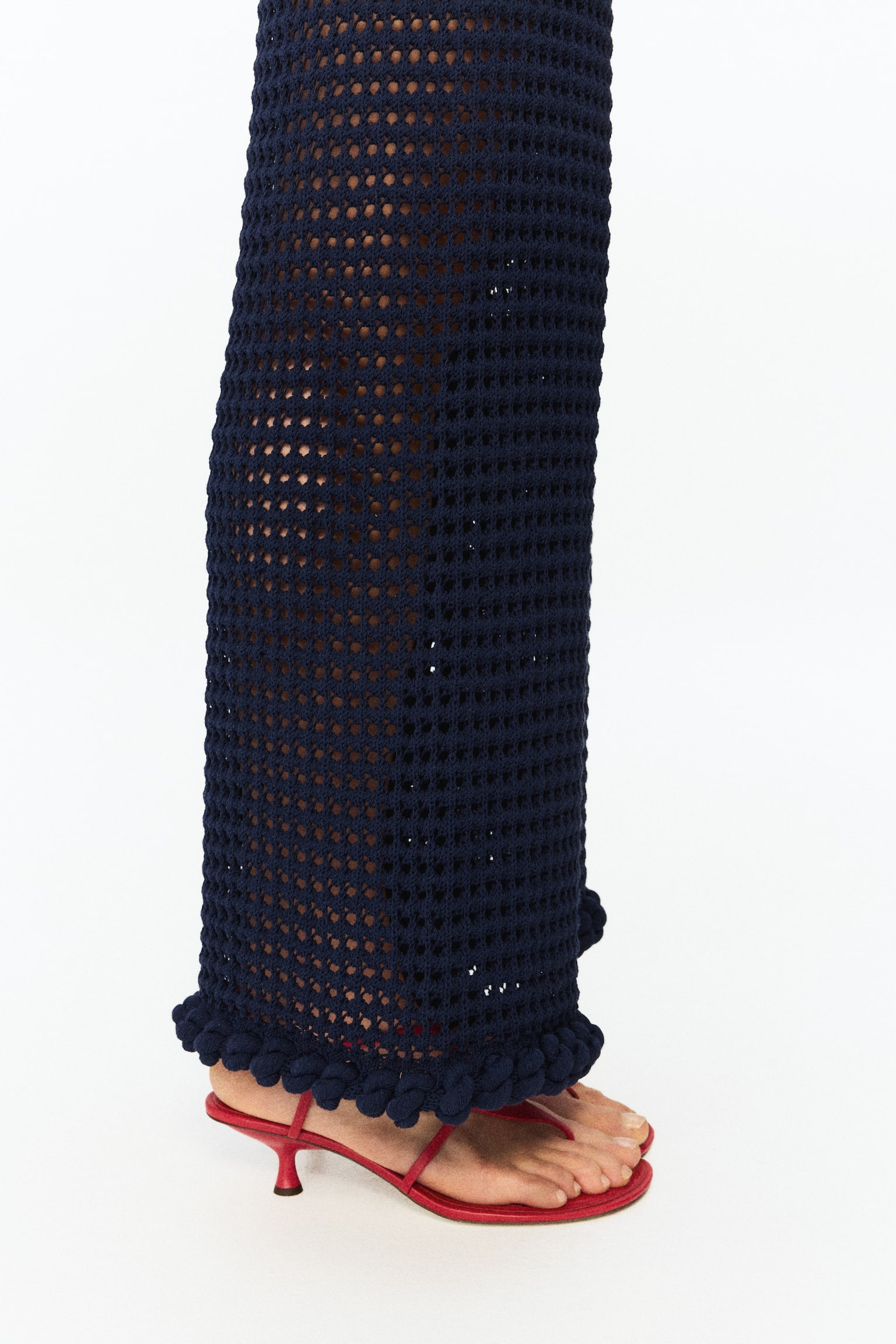 Женские брюки H&M Rope-Detail Open-Knit, цвет: Тёмно-синий — фото 4