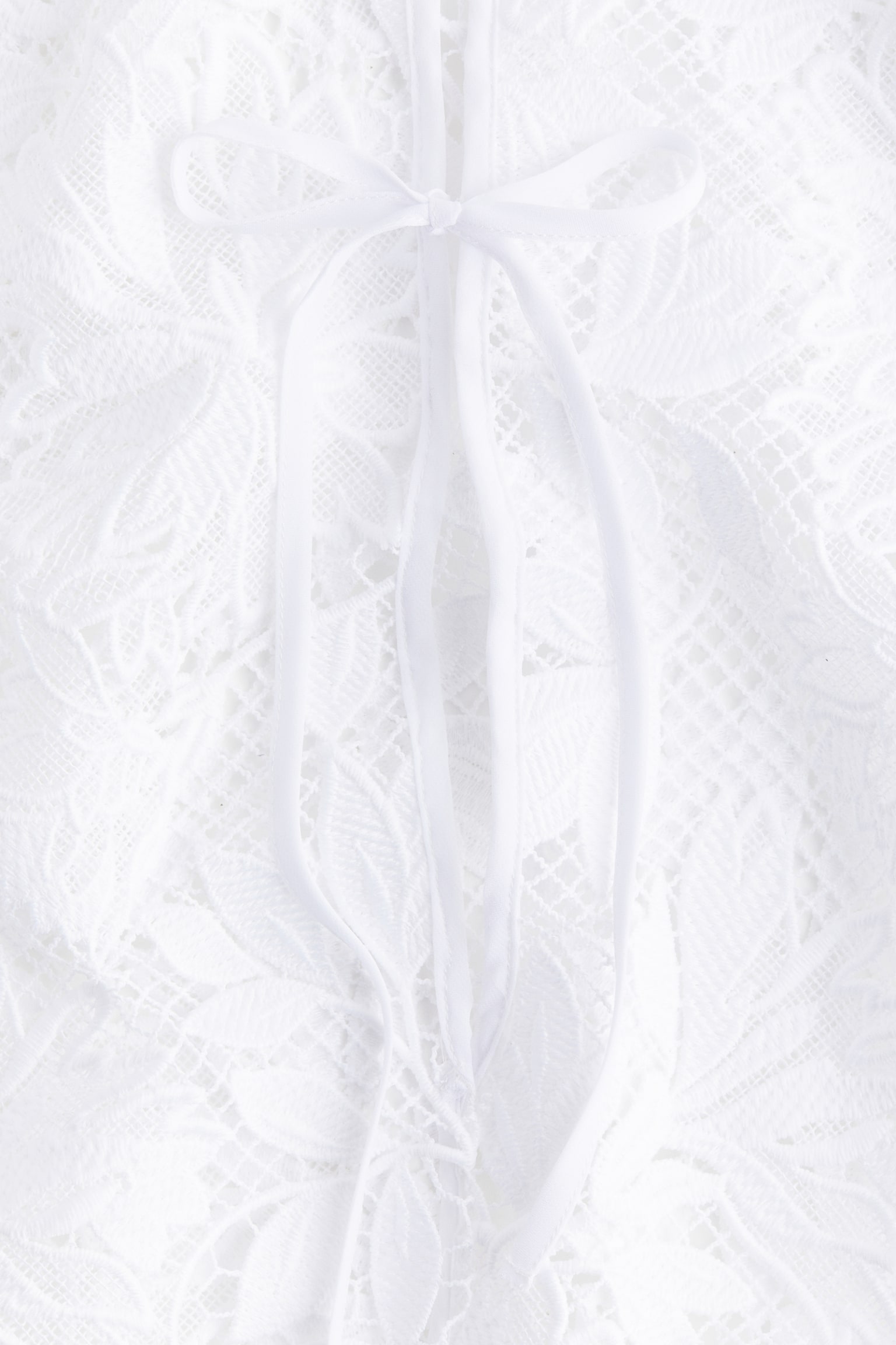 Tie Back Lace Dress - White - 3