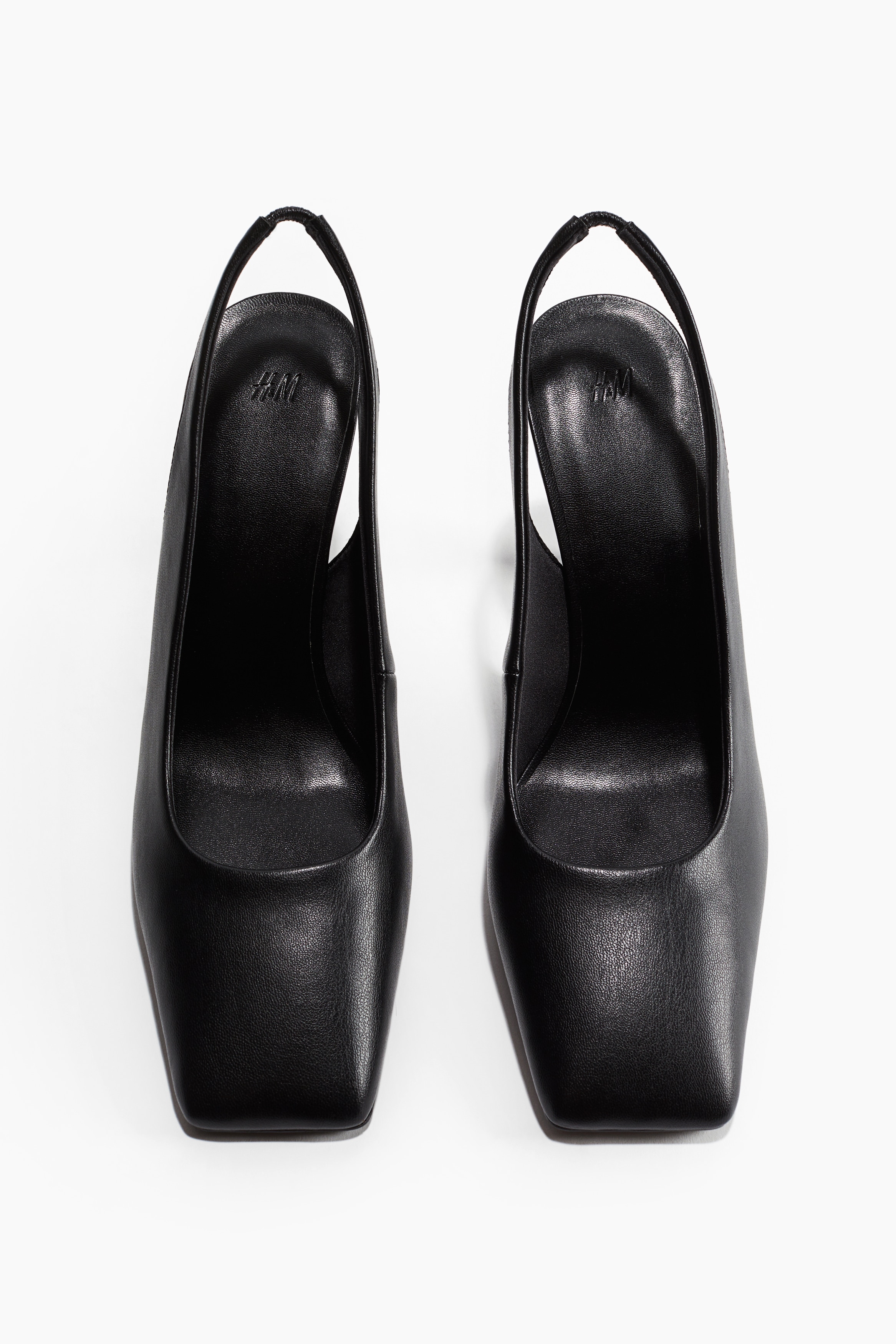 スクエアトゥ スリングバックパンプス - ブラック - レディース