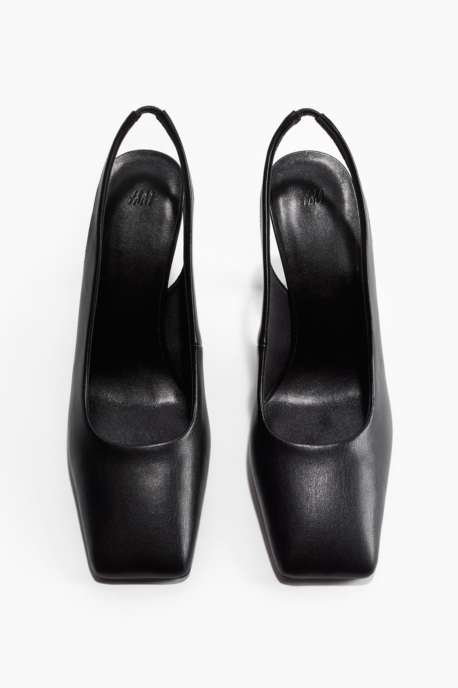 Square-Toe Slingback Pumps - Black - 4