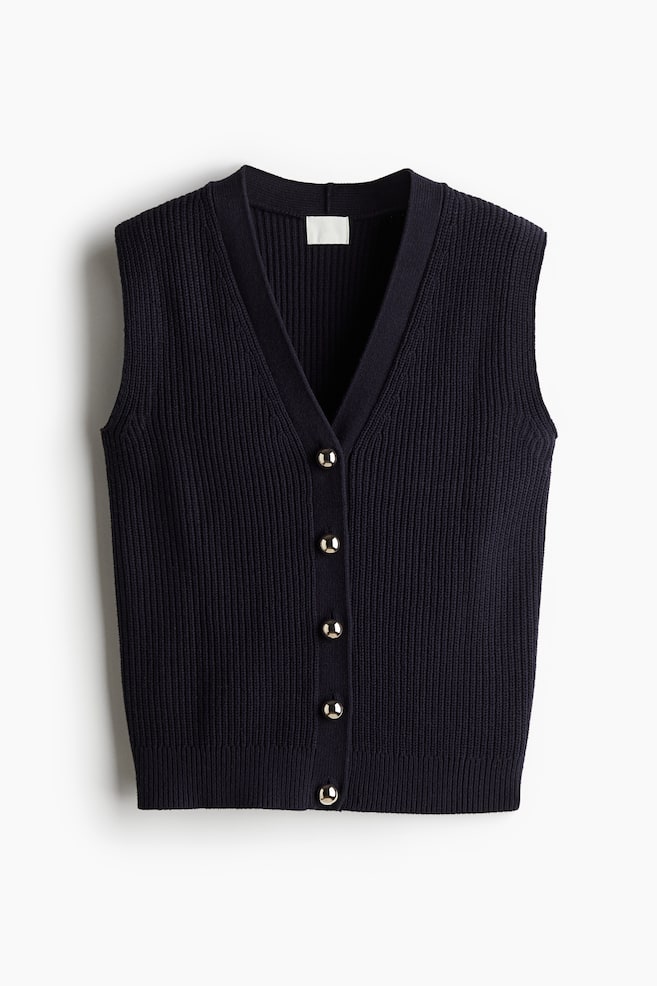 Rib-Knit Vest - Navy blue - 1
