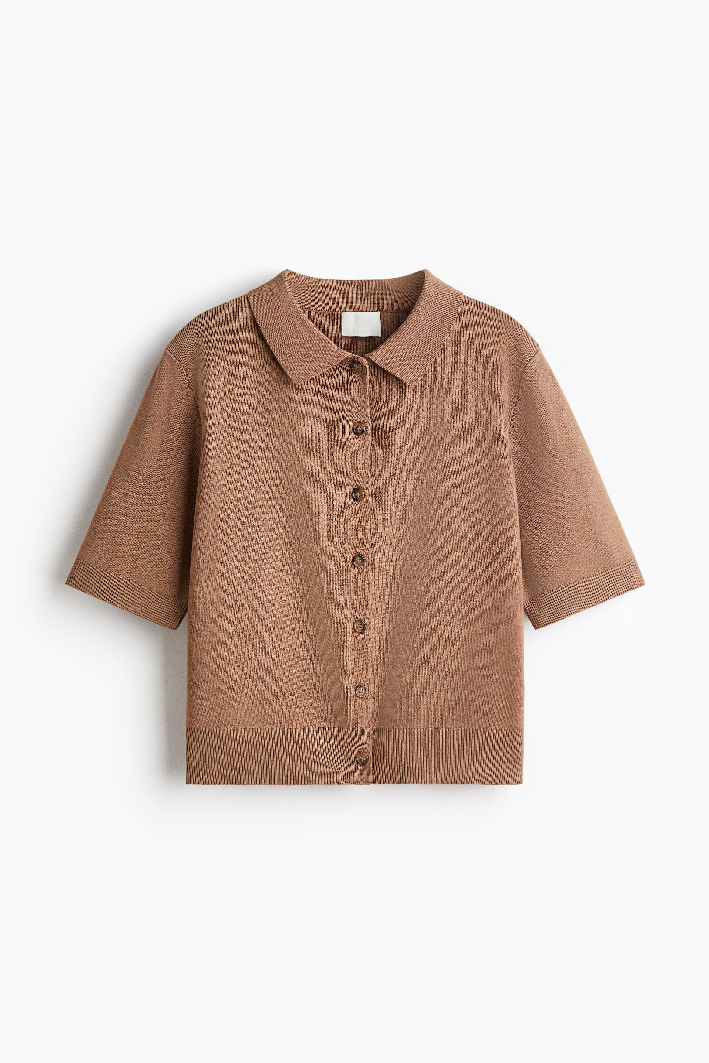 Cardigan with Collar - Beige/Cream/Dark brown/Dark brown