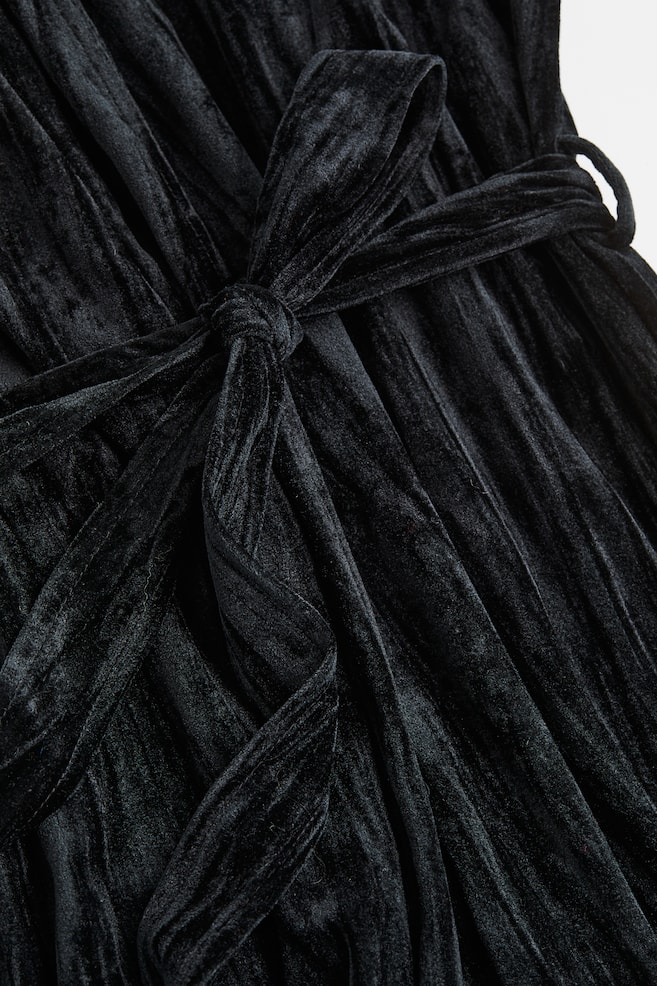 Velour dressing gown - Black - 4