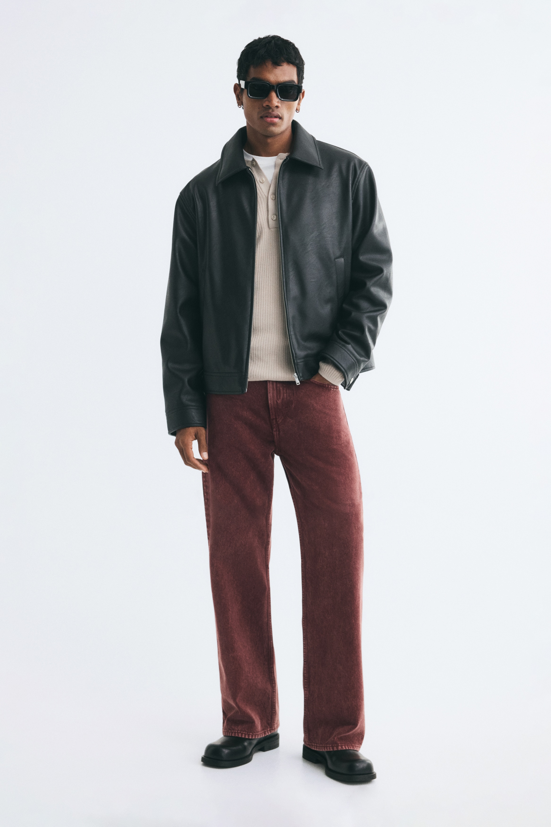 Loose Straight Jeans - Red/Denim black/Beige/Dark denim blue/Beige/Light denim blue/Dusty denim blue/Denim brown/Denim blue