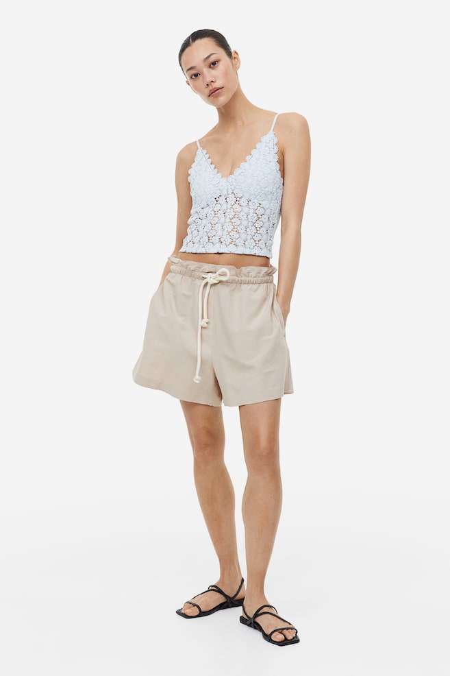 Cropped lace top - Light blue/Black/Light beige/Yellow - 5