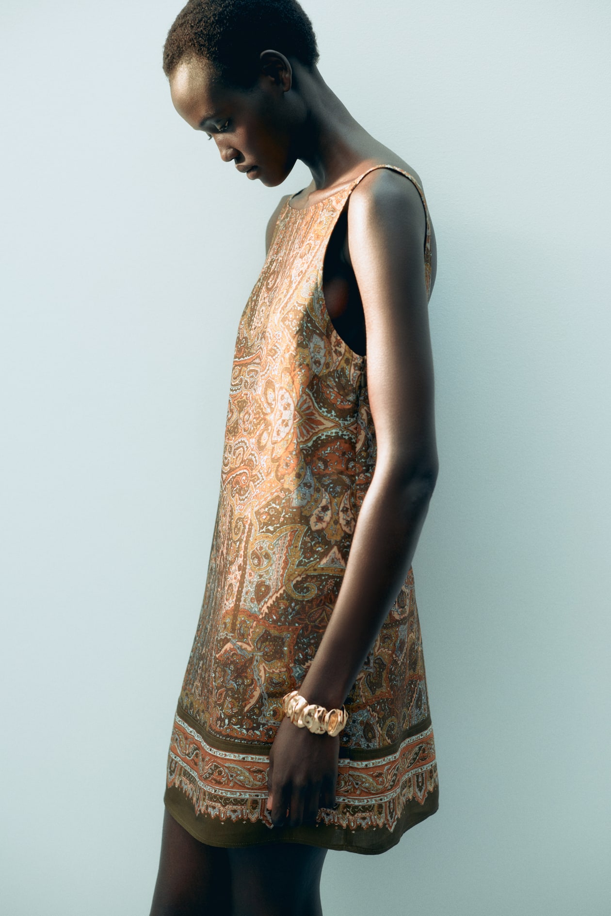 Sleeveless linen-blend dress - image 3