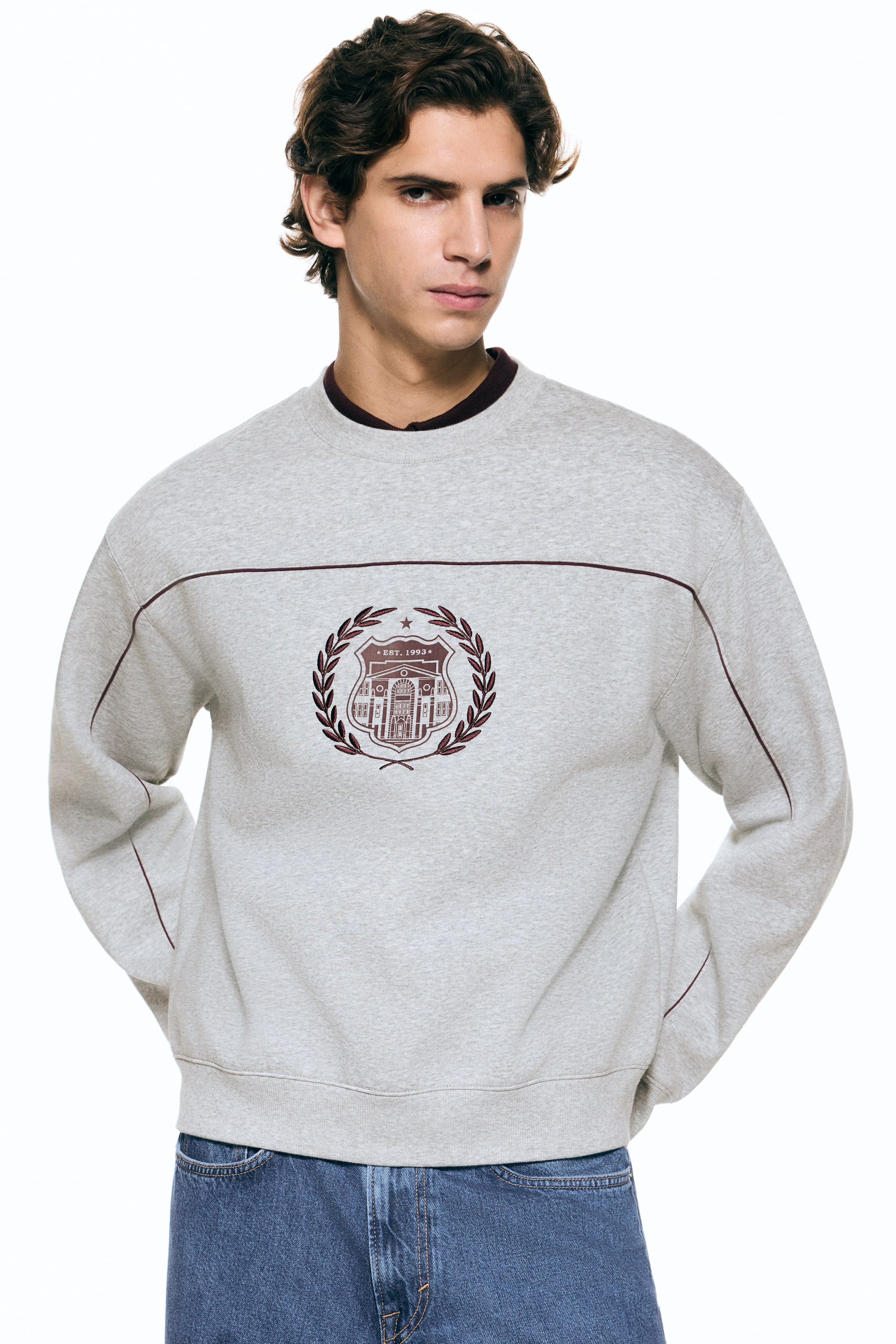 Xem ảnh lớn hơn: Loose Fit Sweatshirt - Màu xám đốm - Men | H&M VN 1