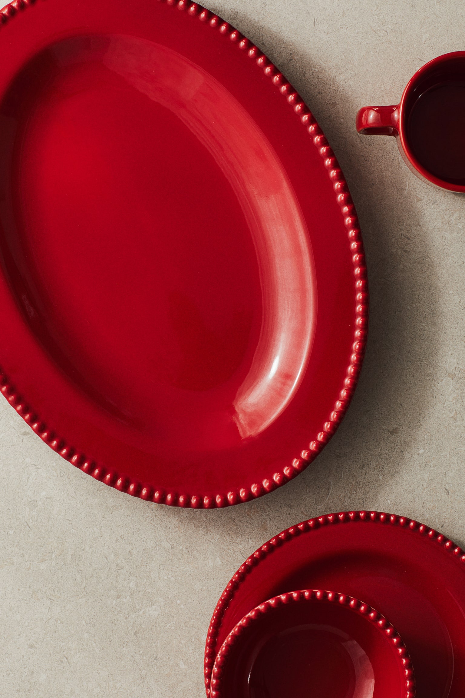 Stoneware serving plate - Red - 2