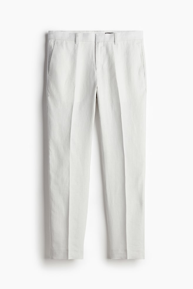 Slim Fit Linen Suit Pants - Light gray/Light beige/Dark beige/Gray-green/Light blue/Navy blue - 1