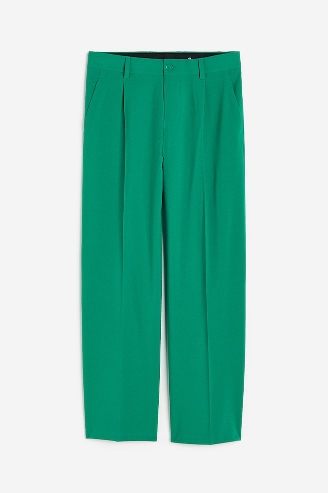 Loose Fit Tailored trousers - Bright green/Light beige - 2