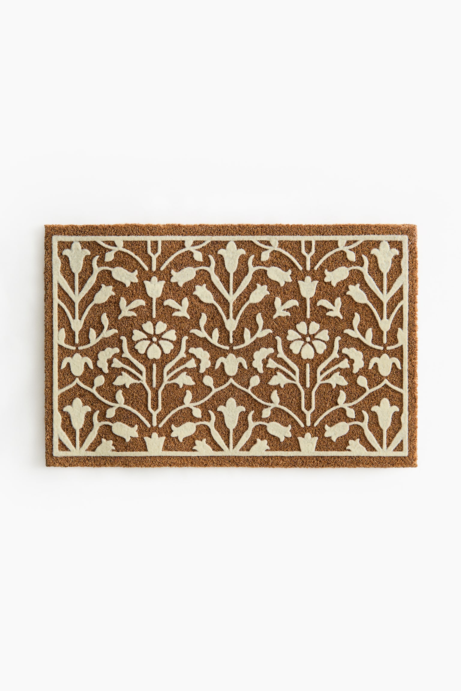 Flock-Print Coir Doormat - Brown/patterned