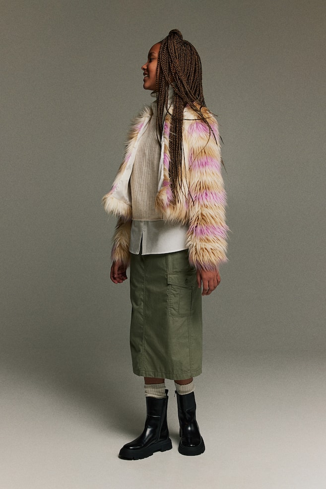 Fluffy jacket - Beige/Pink - 2