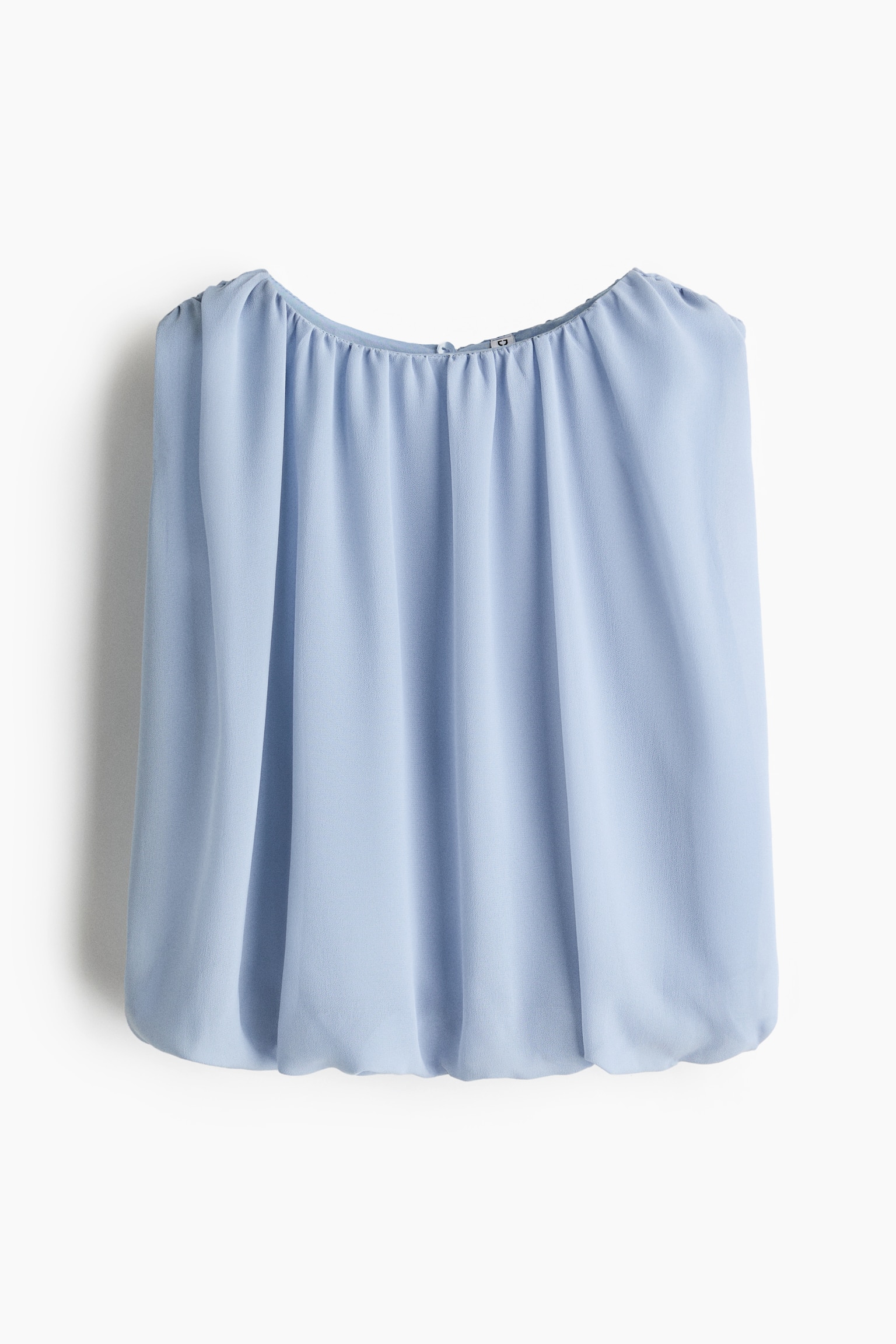Top drappeggiato con bordo a palloncino - Azzurro - 1