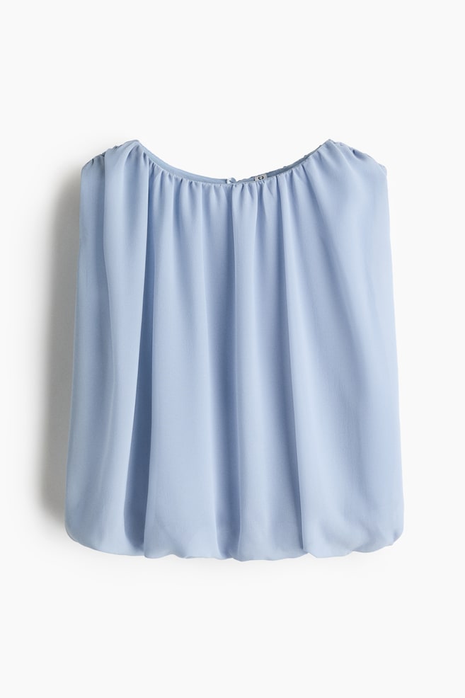 Drapiertes Top mit Ballonsaum - Hellblau - 1