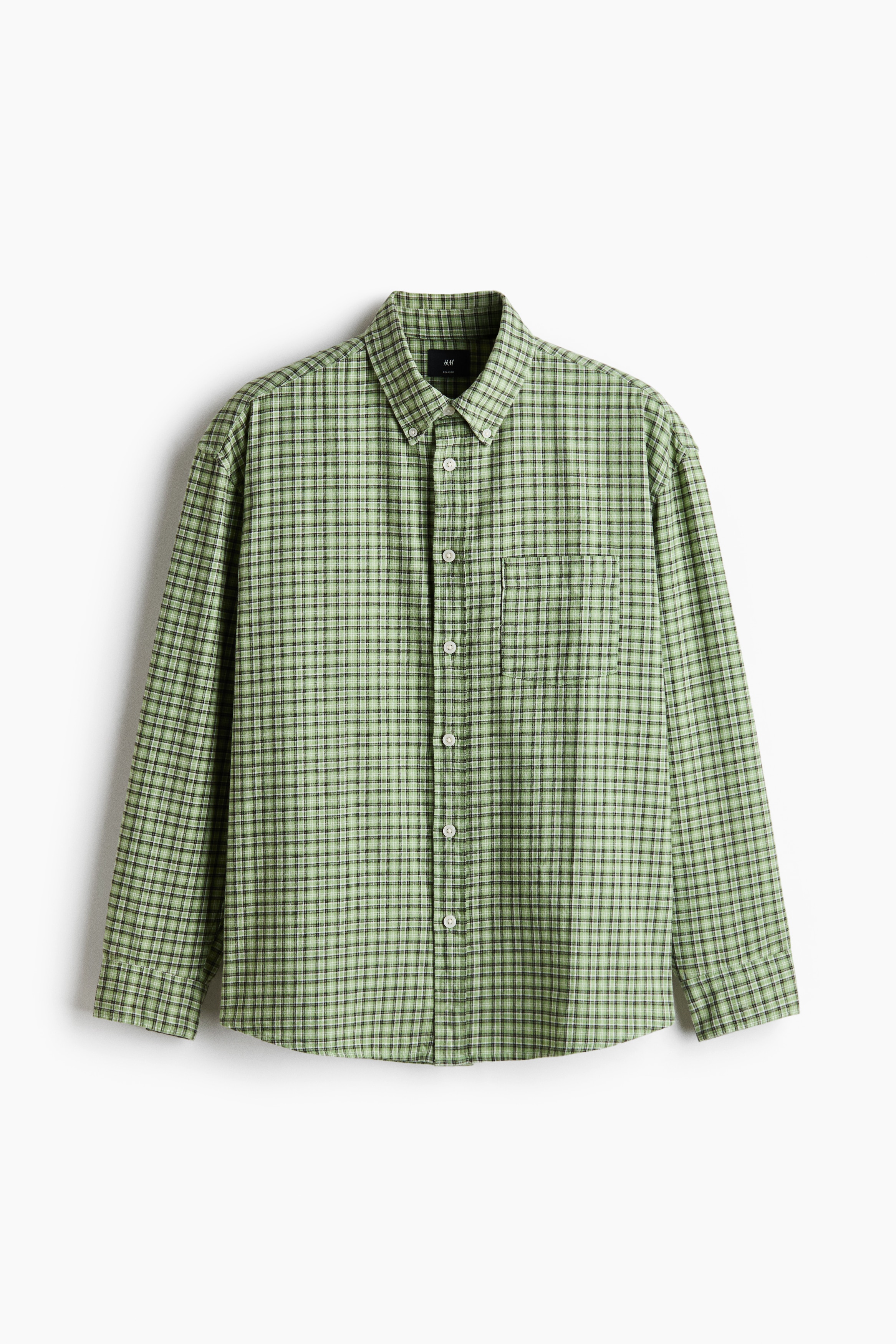 Relaxed Fit Cotton shirt - Light green/Checked