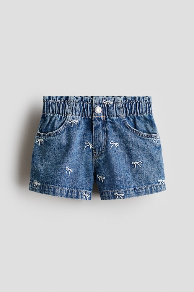 Embroidered Denim Shorts - Denim blue/Light denim blue/hearts/Light denim blue/watermelons - 1