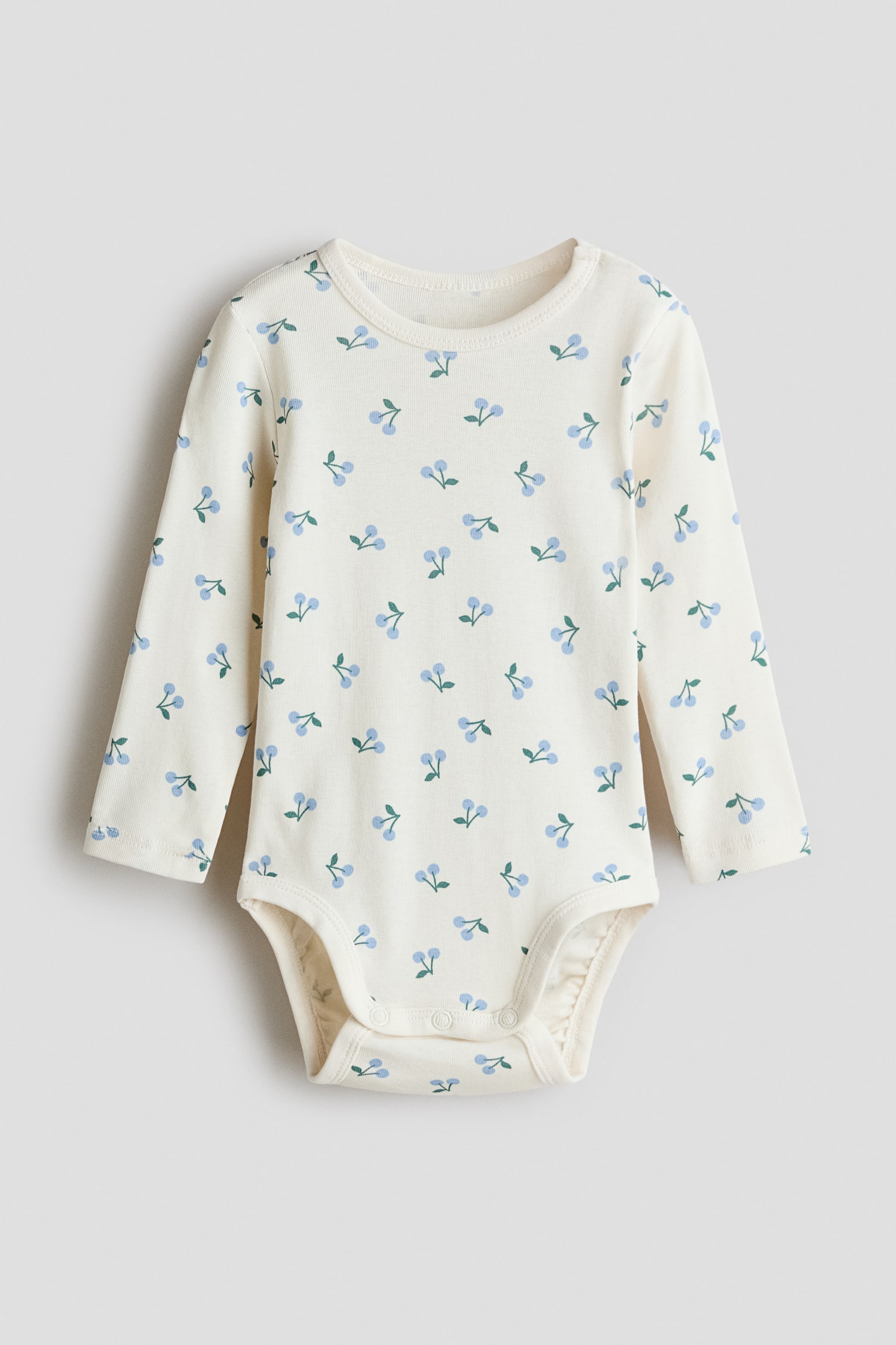 Printed Cotton Bodysuit - Cream/cherries/Cream/vehicles
