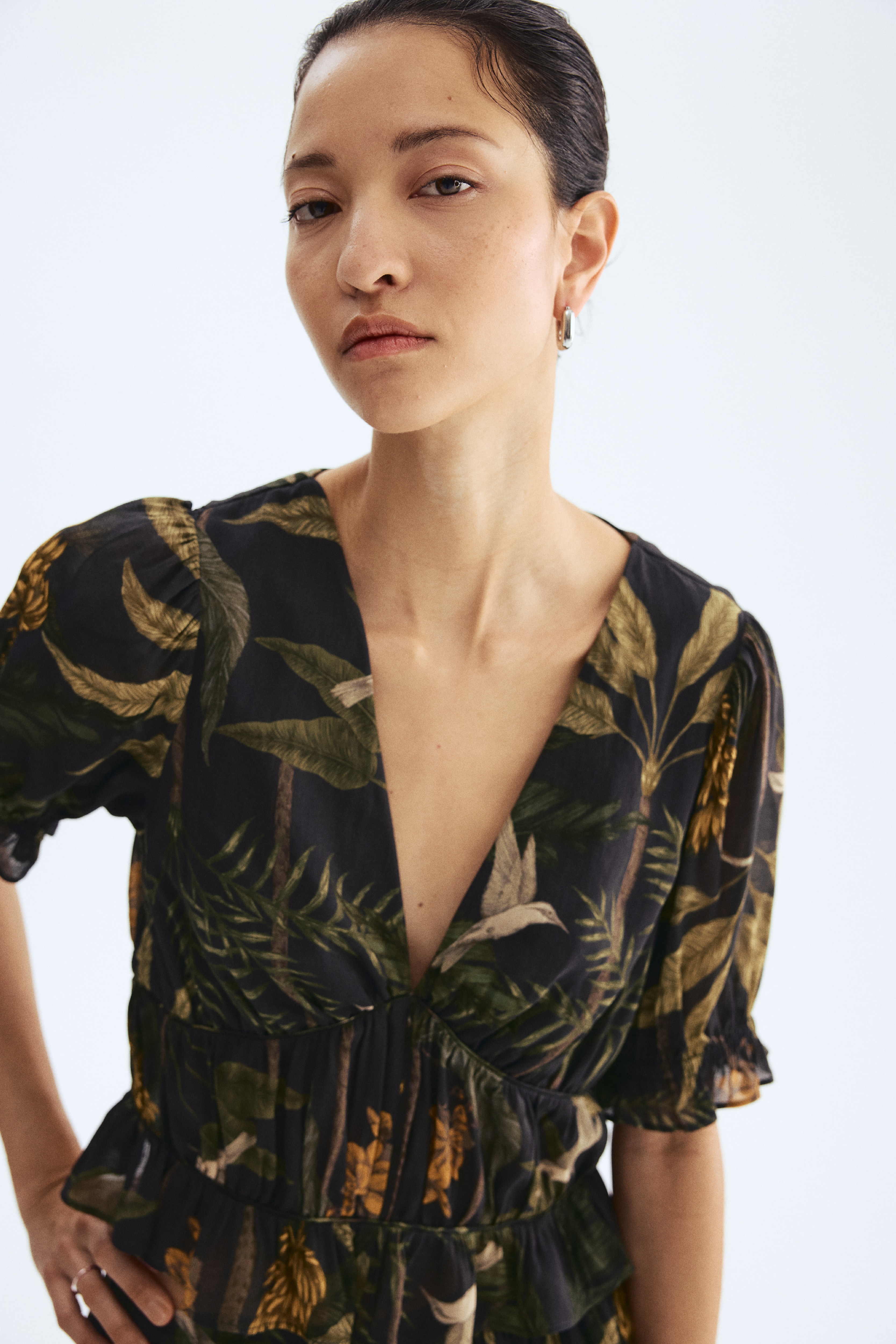 Viscose-Blend Gathered Top