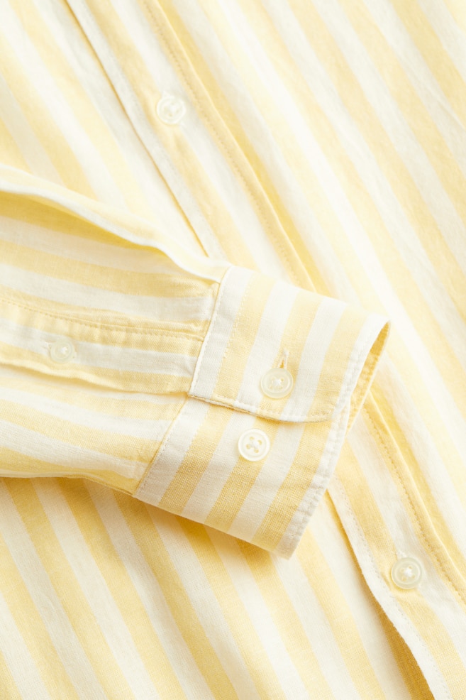 Regular Fit Skjorte i linmiks - Lys gul/Hvit stripet/Lys beige/Blå/Hvit stripet/Orange/Stripet/dc/dc/dc/dc/dc/dc - 5