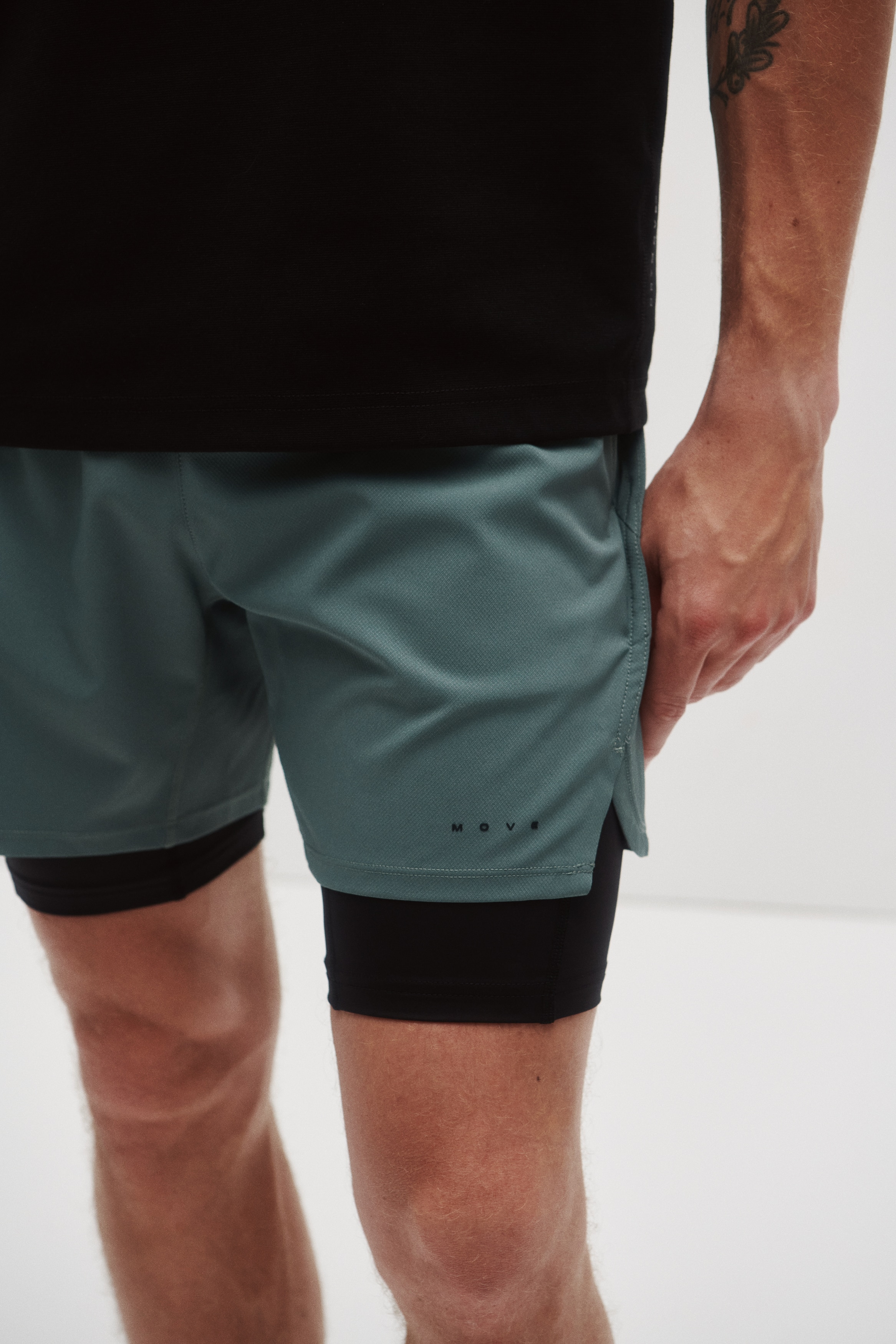 Double-layered sports shorts with DryMove™ - Dusty green/Brown/Dusty grey/Beige/Black/Dark grey