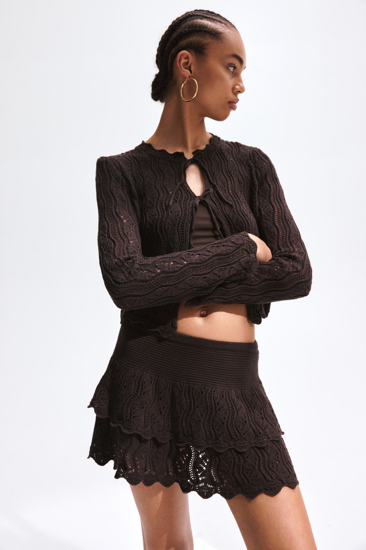 Pointelle-Knit Tie-Front Cardigan - image 2