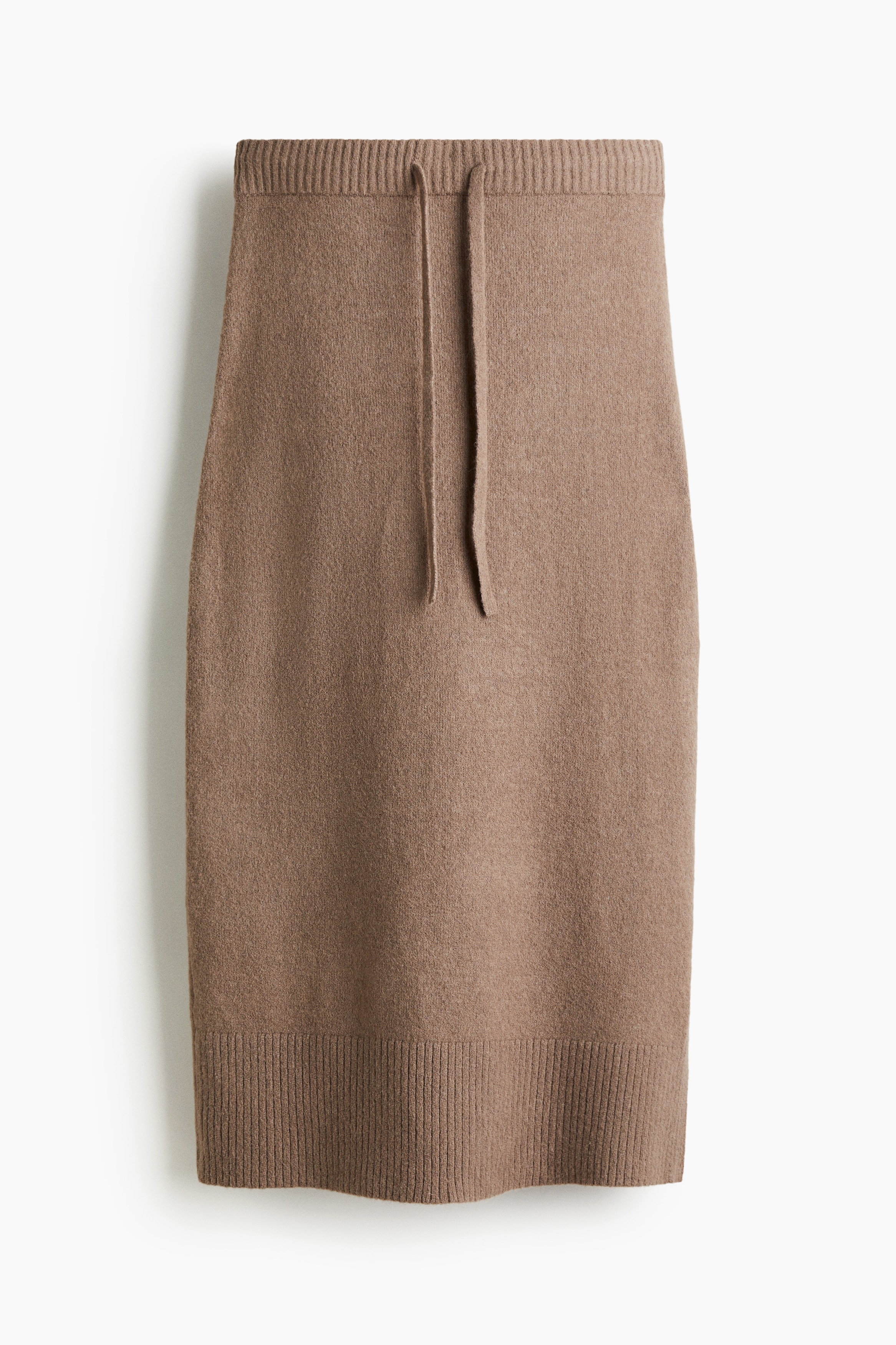 Gonna in maglia con coulisse - Beige scuro/Marrone scuro