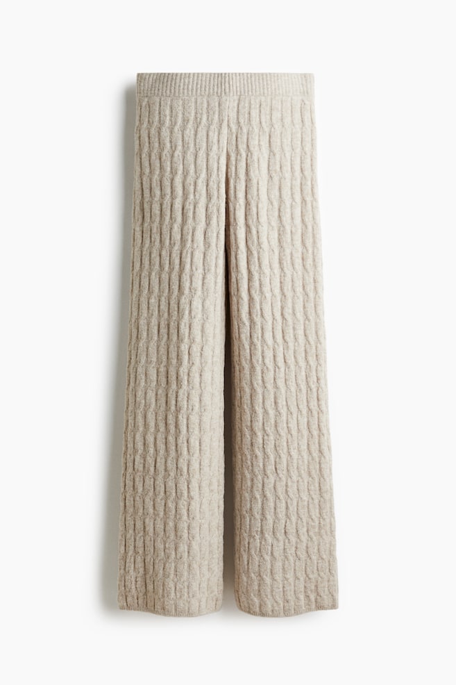 Cable-knit trousers - Beige/White/Light grey marl/Dark beige - 1