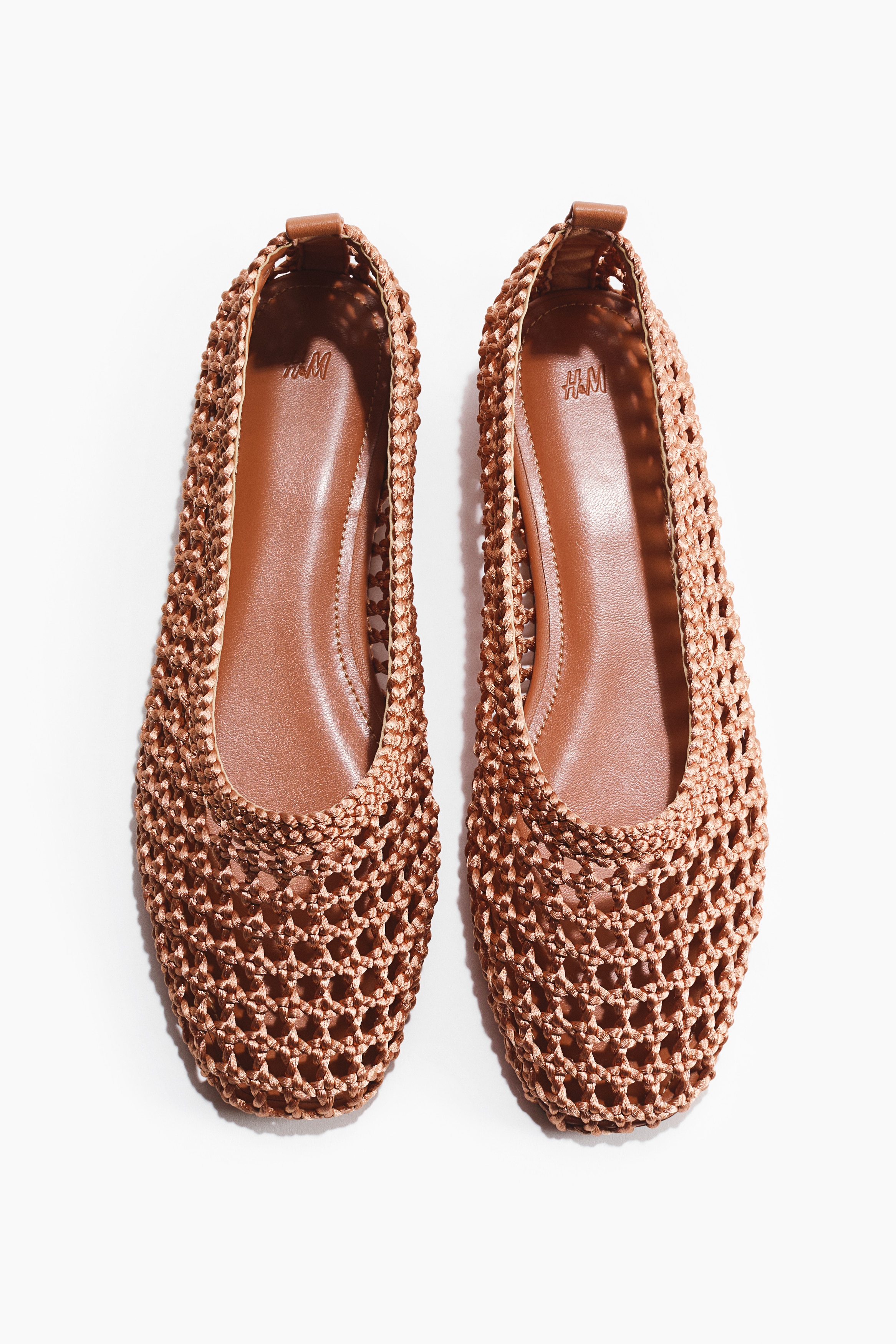 Braided ballet pumps - Dusty pink/Dark brown/Light blue