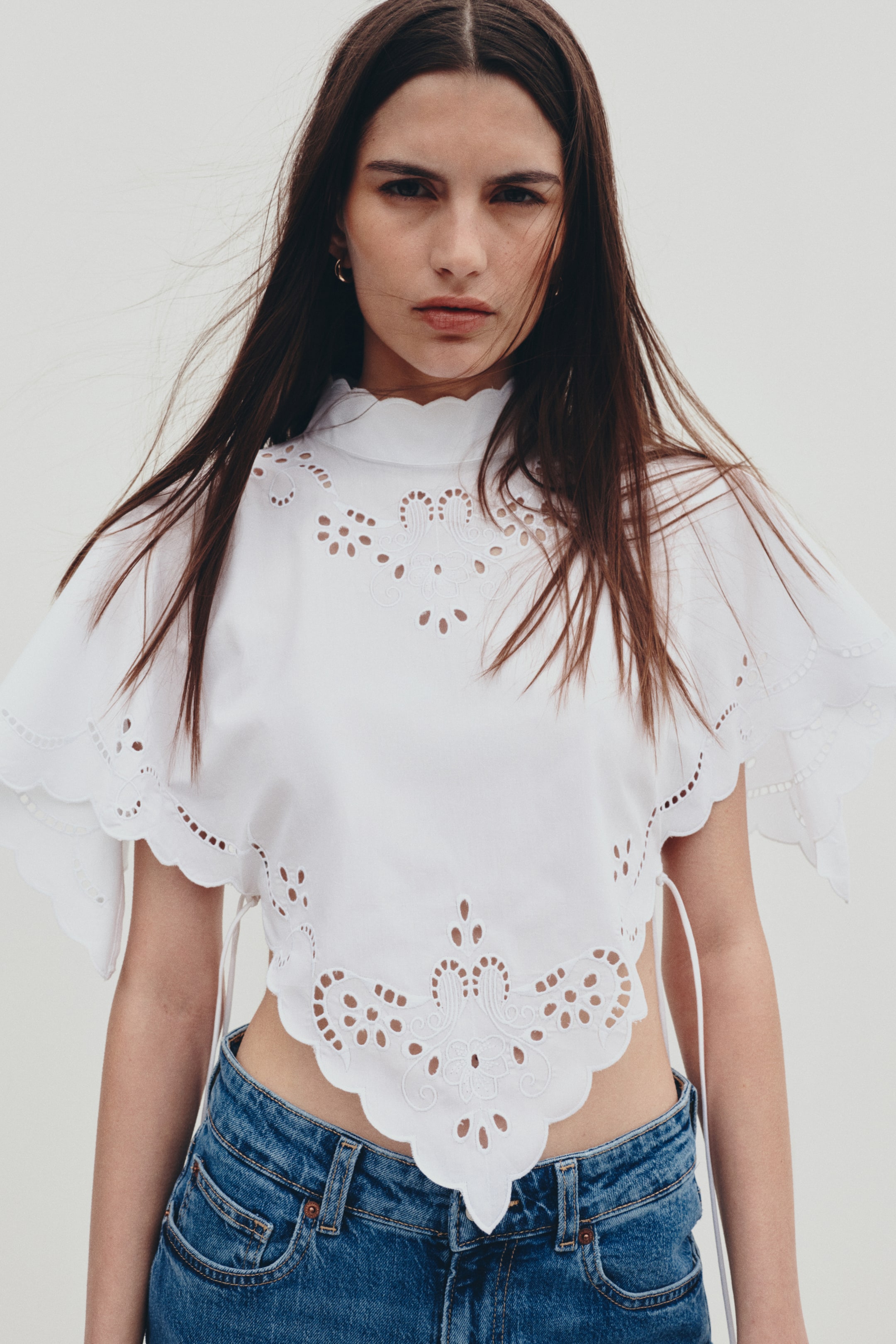 Cape Top with Eyelet Embroidery